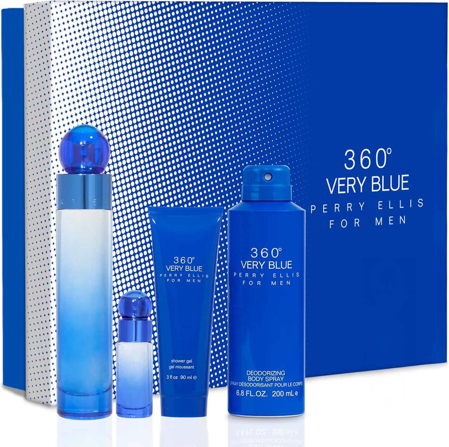 Perry Ellis 360 Very Blue by Perry Ellis Gift Set - 3.4 Oz Eau De Toilette Spray + .25 Oz Mini EDT Spray + 3 Oz Shower Gel + 6.8 Oz Body Spray / - (Men) image number 5