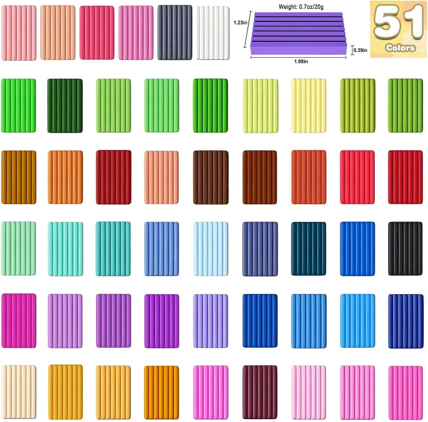 Polymer Clay， Oven Bake Modeling Clay for Kids, DIY Starter Kits Model Clay, Non-Toxic, Non-Sticky,With Sculpting Tools, Ideal for Children and Artists - 88 Colors image number 2