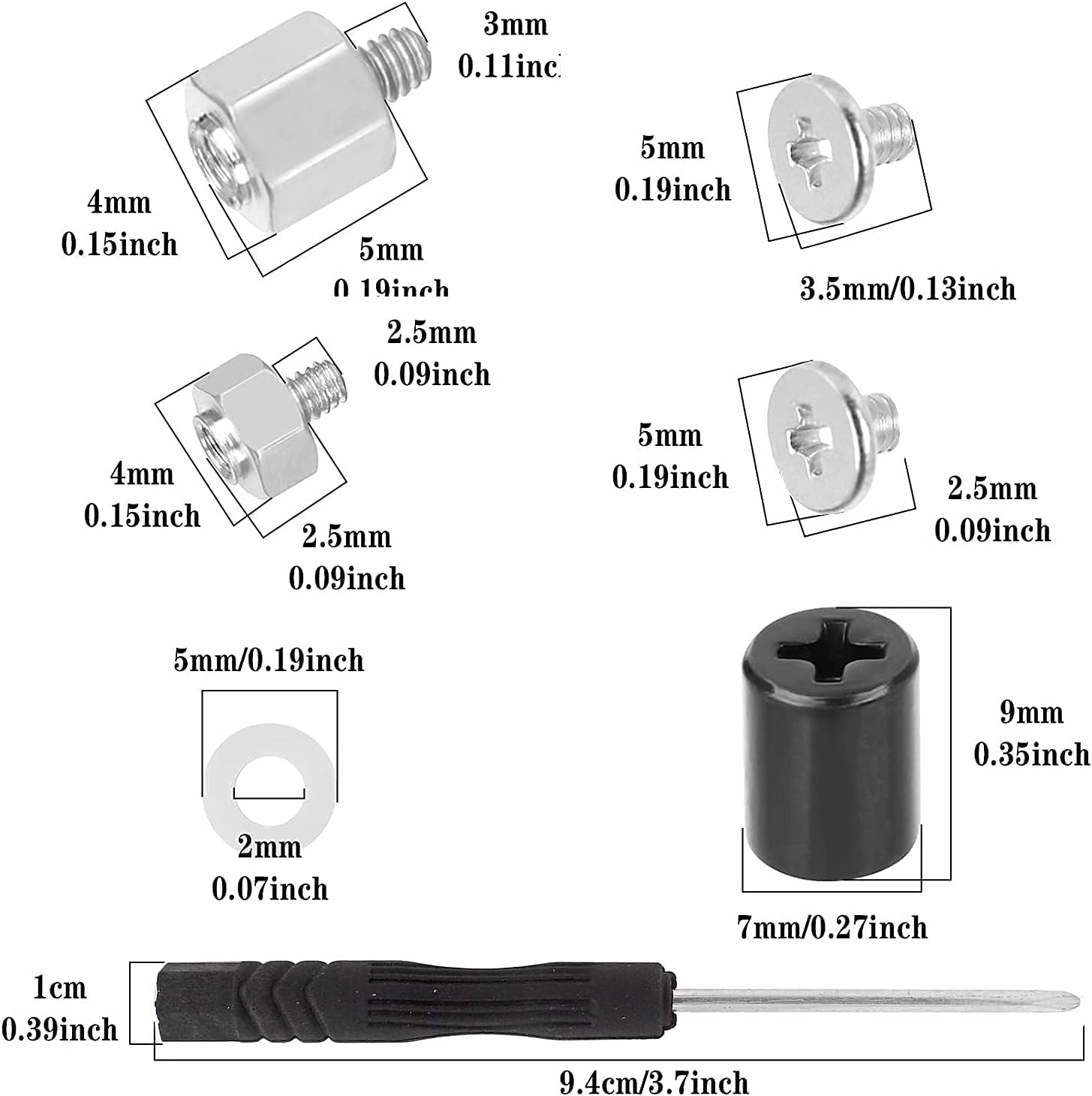 32 Pcs SSD Screw,M.2 Nvme SSD Screws + Spacers,Screws for Asus Motherboard M2 Nvme SSD Installation Maintain(With Screwdriver) image number 2