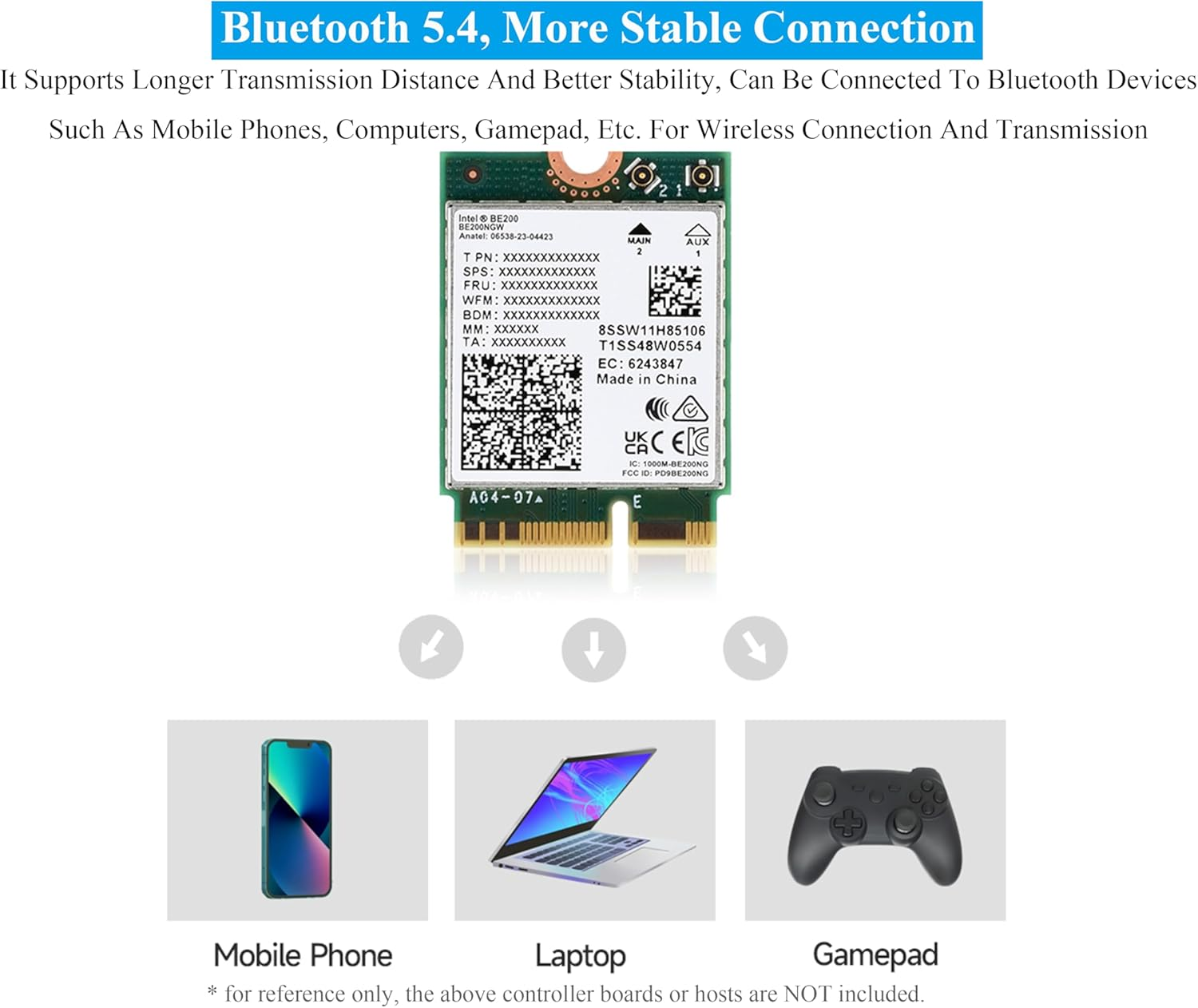 Wifi 7 Wireless Card Wireless BE200 NIC Gigabit Tri-Band Wi-Fi 7 2.4G/5G/6Ghz 5800Mbps M.2/NGFF, IEEE 802.11A/B/G/N/Ac/Be/Ax Standard, Bluetooth 5.4, Support Linux, Windows 10/11, Etc. image number 5