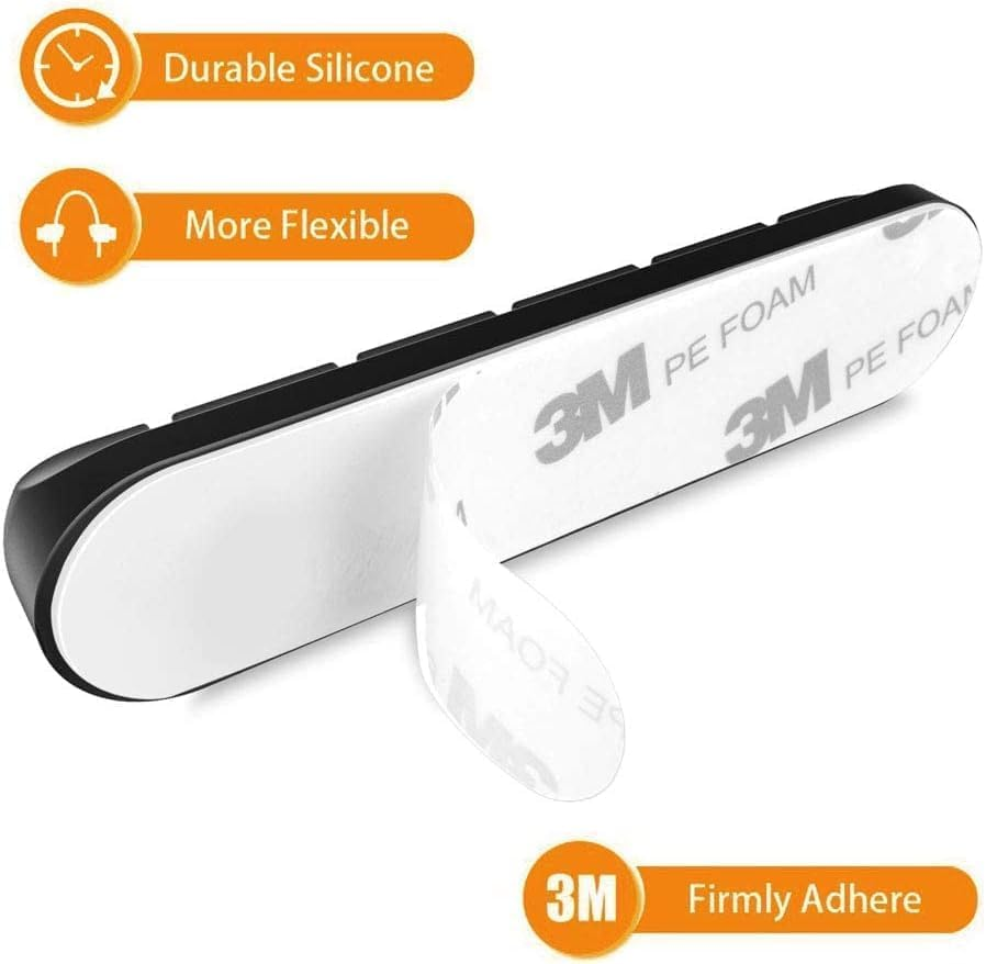 Cable Organizer Clips Cord Holder - 5 Packs Self Adhesive Cable Management for USB Cable/Power Cord/Wire, Car and Desk, Home and Office Black Cord Organizer image number 5