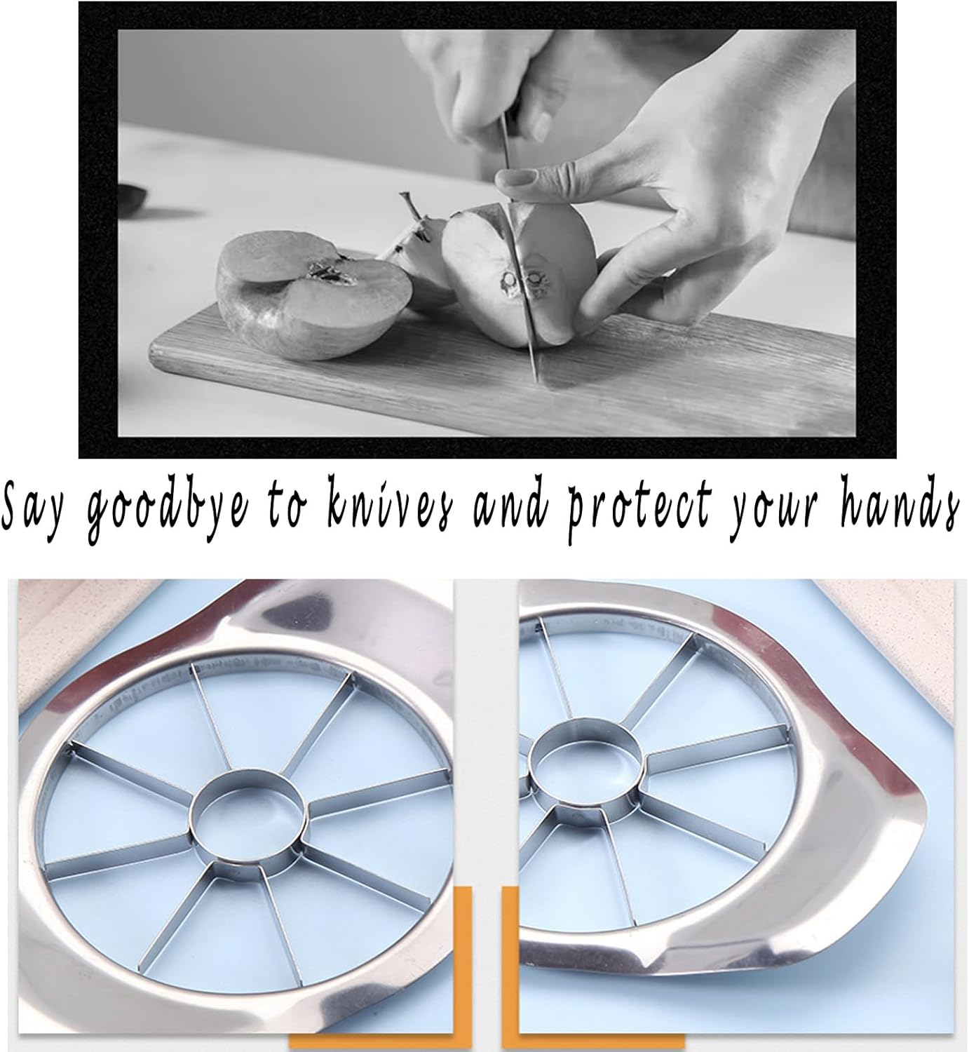 Stainless Steel Apple Slicer and Corer 8 Blades Food Grade 304 Extra Large Heavy Duty Apple Cutter