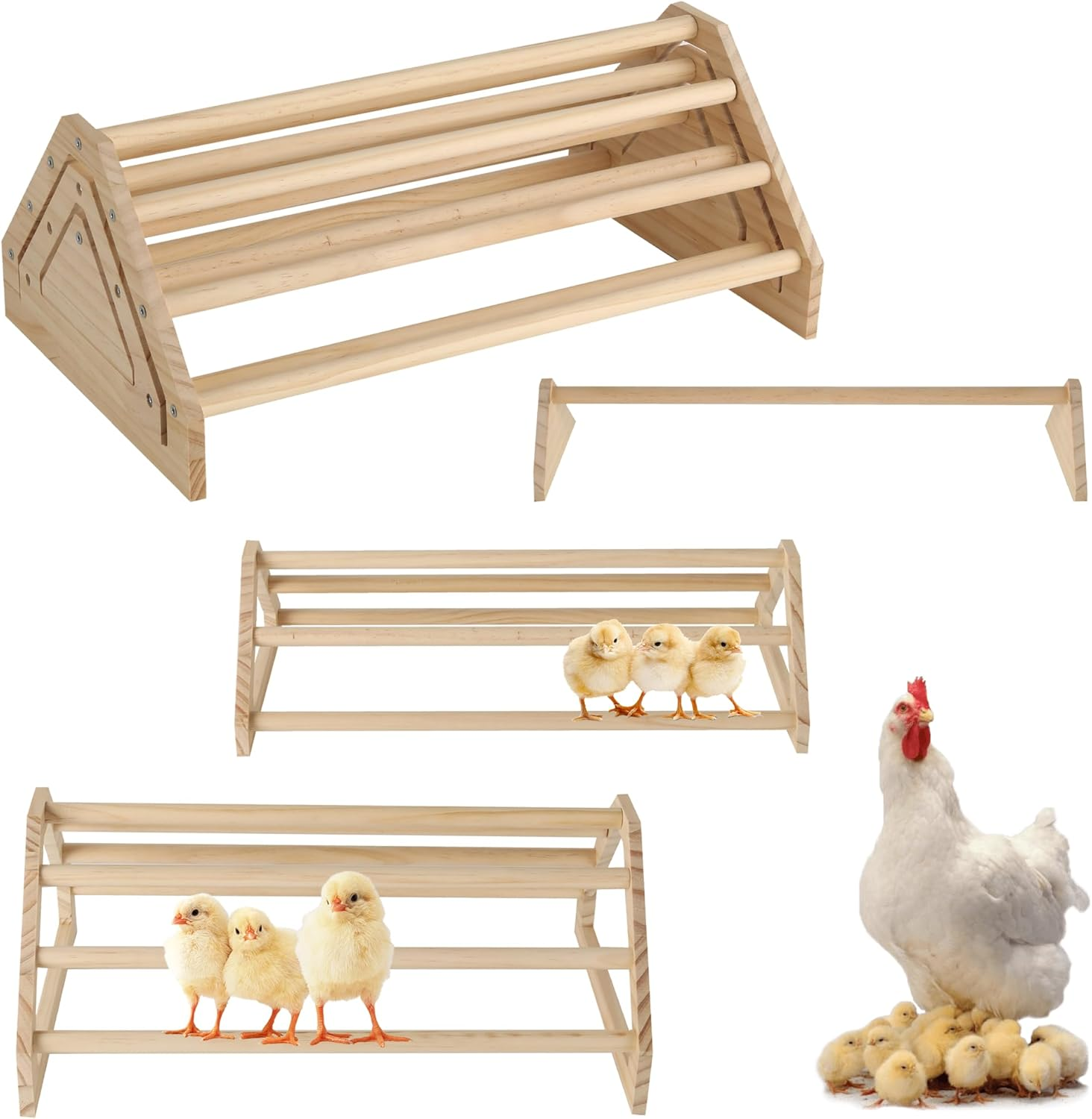 Tongass 3-Pack 15.75" Extra Long Chicken Perch, Freestanding Roosting Bar for Baby Chicks, Durable Polished Pine Roosting Bar, Perch Stand for Chicken Brooder image number 5