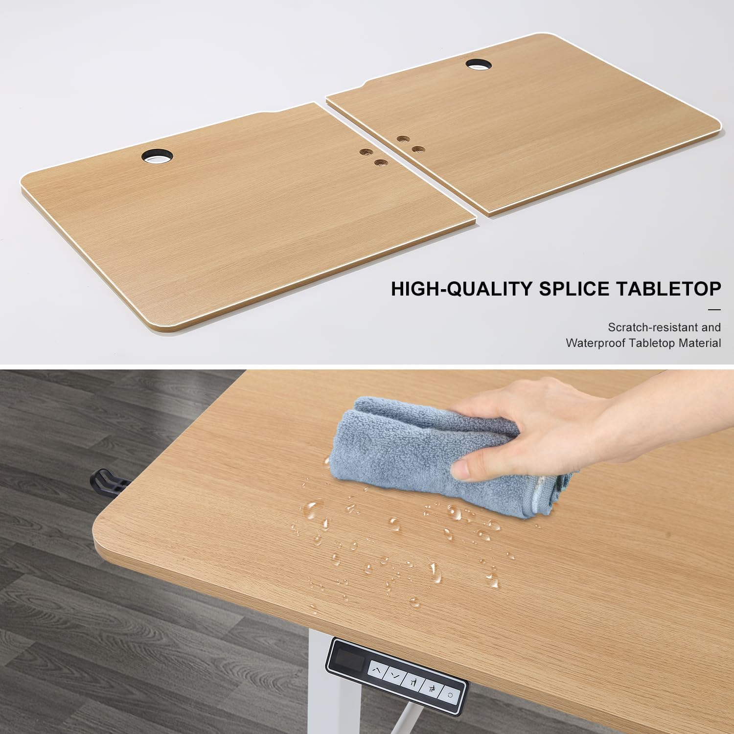 Height Adjustable Electric Standing Desk,160 X 70Cm Splice-Piece Board,Rising Home Office Computer Table with Memory Controller (Burlywood, 160 X 70Cm) image number 2