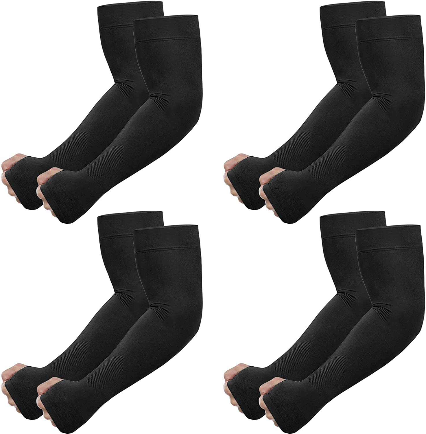 Arm Sleeves with Thumb Hole for Women Men Youth, UV Sun Protection Compression Cooling Sleeves to Cover Arm Tattoo image number 3