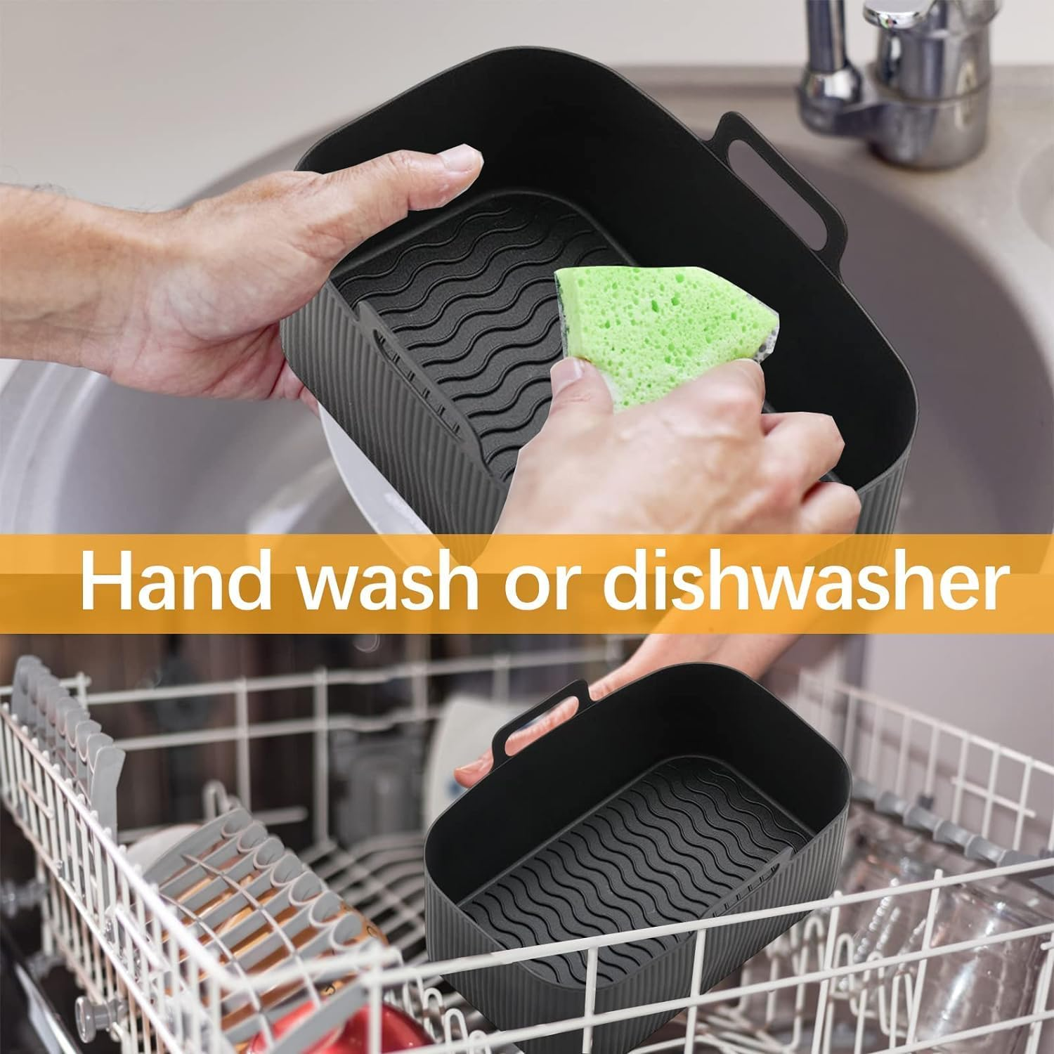 Silicone Air Fryer Liners for Ninja Dual Air Fryer, 2 Pack Air Fryer Silicone Liner for Ninja Air Fryer Accessories, Airfryer Accessories Airfryer Liners for Ninja Dual image number 3