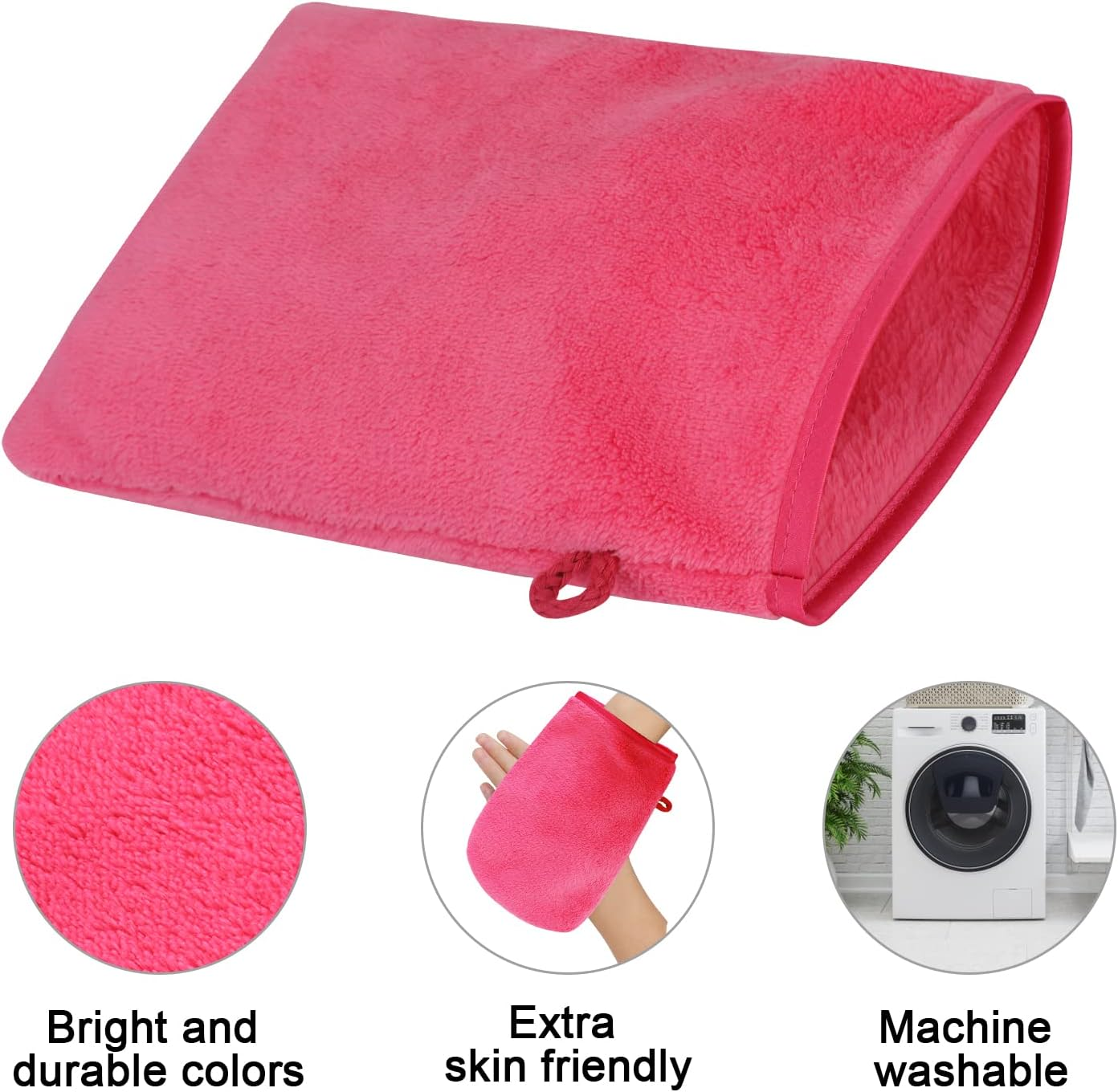 PHOGARY 10 PCS Microfiber Body Wash Mitts, Flannel Soft Face Mitten, Bath Spa Cloth, Reusable Makeup Remover Mitt Gloves, European Style Wash Cloth,6&times;8Inch, 5 Colors - 10 Colors image number 2