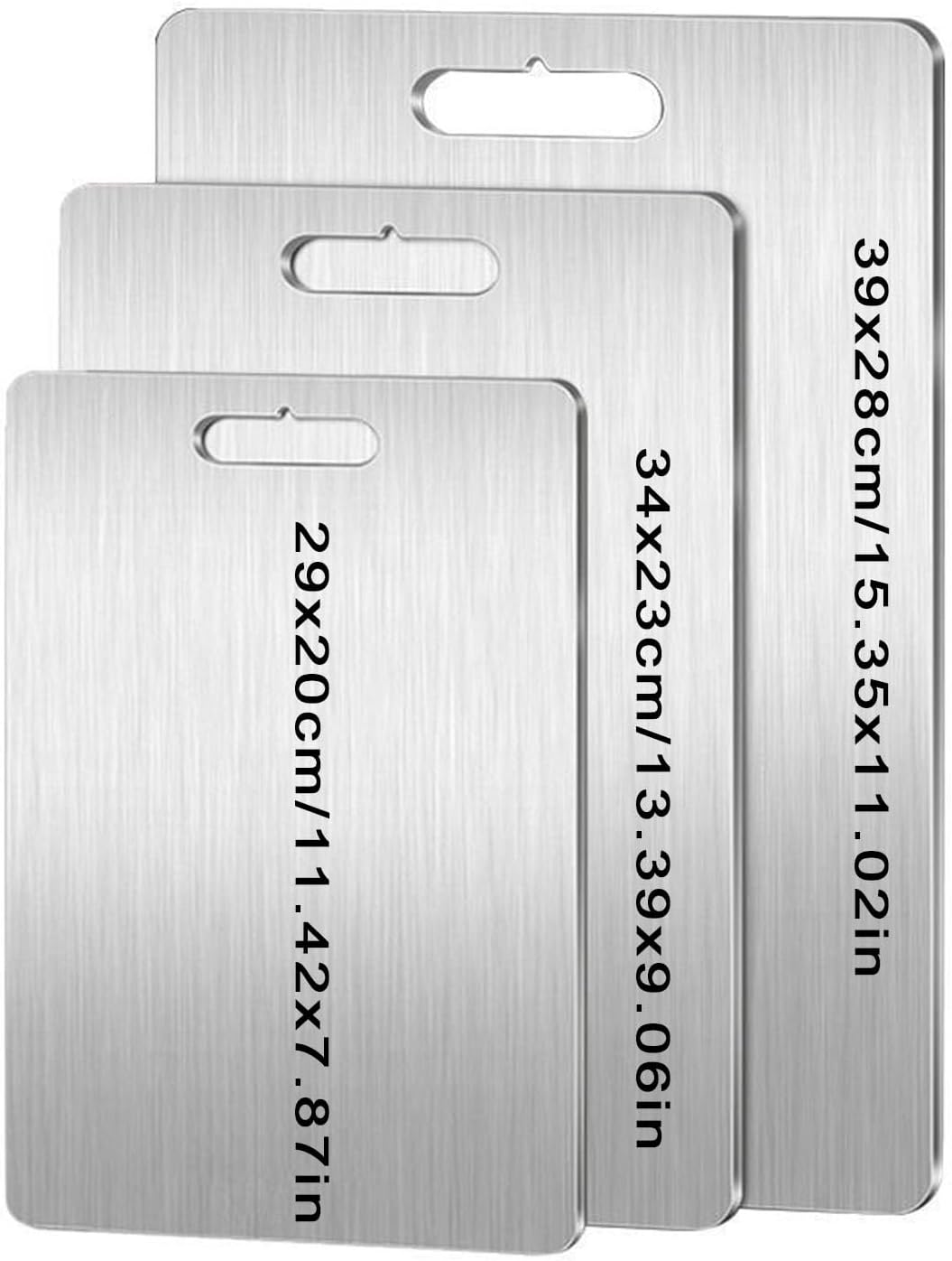 Heyinova Titanium Cutting Board,3Pcs Chopping Board No Mouldy Food Grade Cutting Board for Kitchen,Large Meat Cutting Boards Hanging Steel Chopping Board for Home Kitchen Cooking Outdoor image number 4