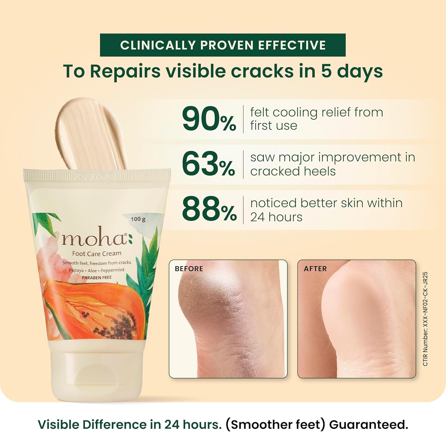 Moha: Foot Cream for Rough, Dry and Cracked Heel, Feet Cream for Heel Repair with Benefits of Aleovera, Papaya & Peppermint (200 Gram)