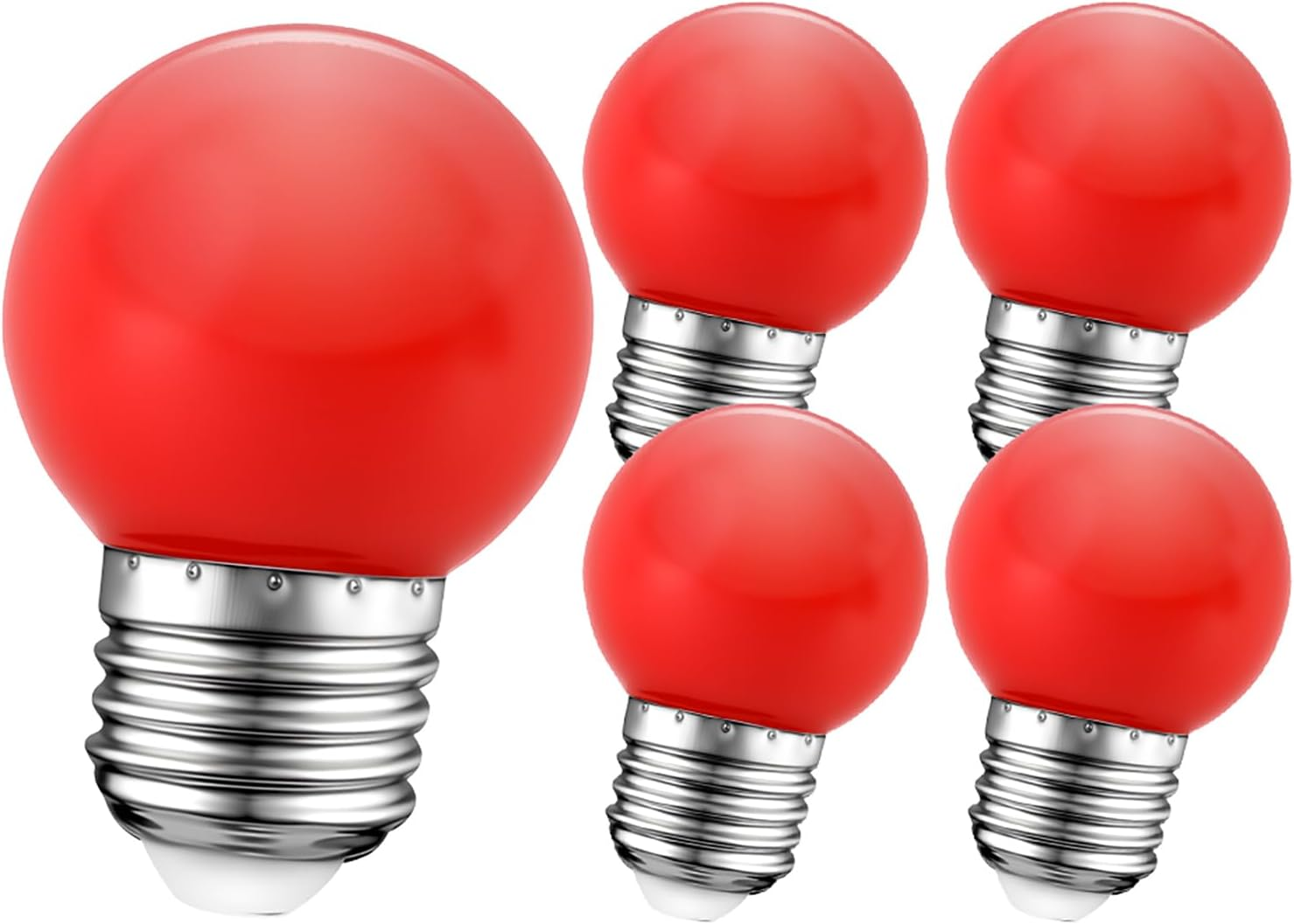 Ruiandsion E27 G45 1W Golf Ball LED Bulbs, Red Color Decorative Lights for Indoor Outdoor Christmas String, Wedding Party Decoration (Pack of 5) image number 7