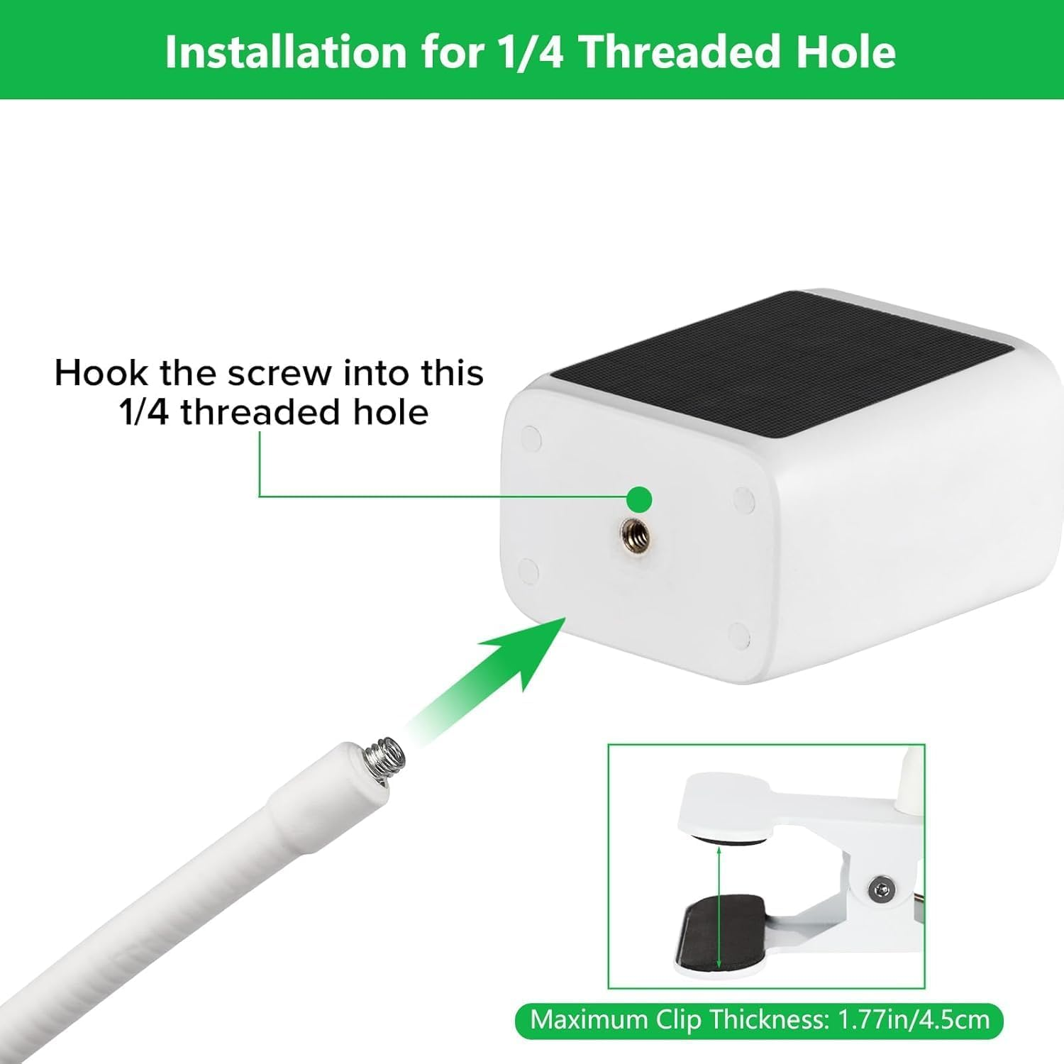 Security Camera Mount for Eufy Solocam S220/C210, Eufycam 2C/2C Pro, 3/S330, 3C/S300 Security Camera and Other Cameras with 1/4 Threaded Hole, Sturdy Flexible Clip Mount without Tools image number 3