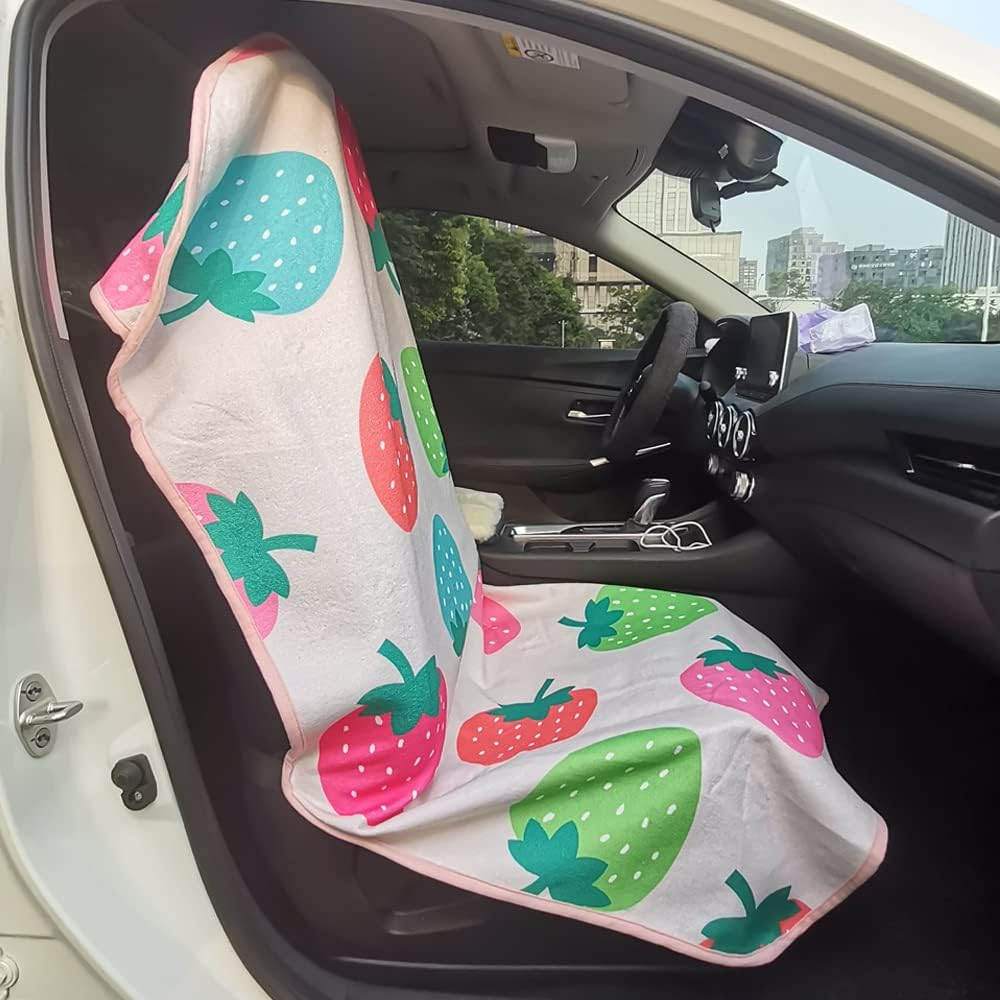 Car Seat Cover Protector Front Seats Only,Waterproof Cooling Bucket Towel Seat Covers for Trucks SUV Jeep,Automotive Vehicles Seat Cover Protectors (Strawberry) image number 3