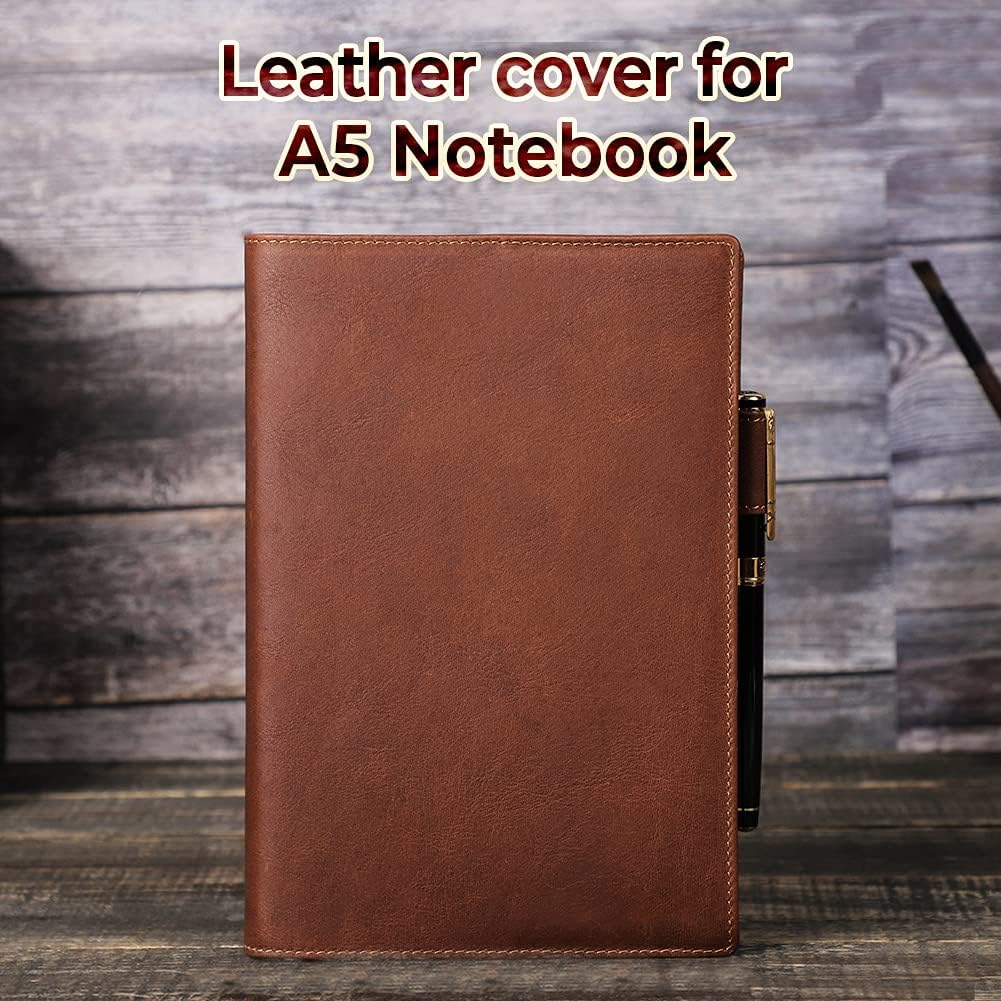 CONTACT'S FAMILY A5 Leather Journal Cover Case Handmade from Crazy Horse Leather A5 Notebook Cover for Travel, Storage, Journal, Planner, Diary image number 6