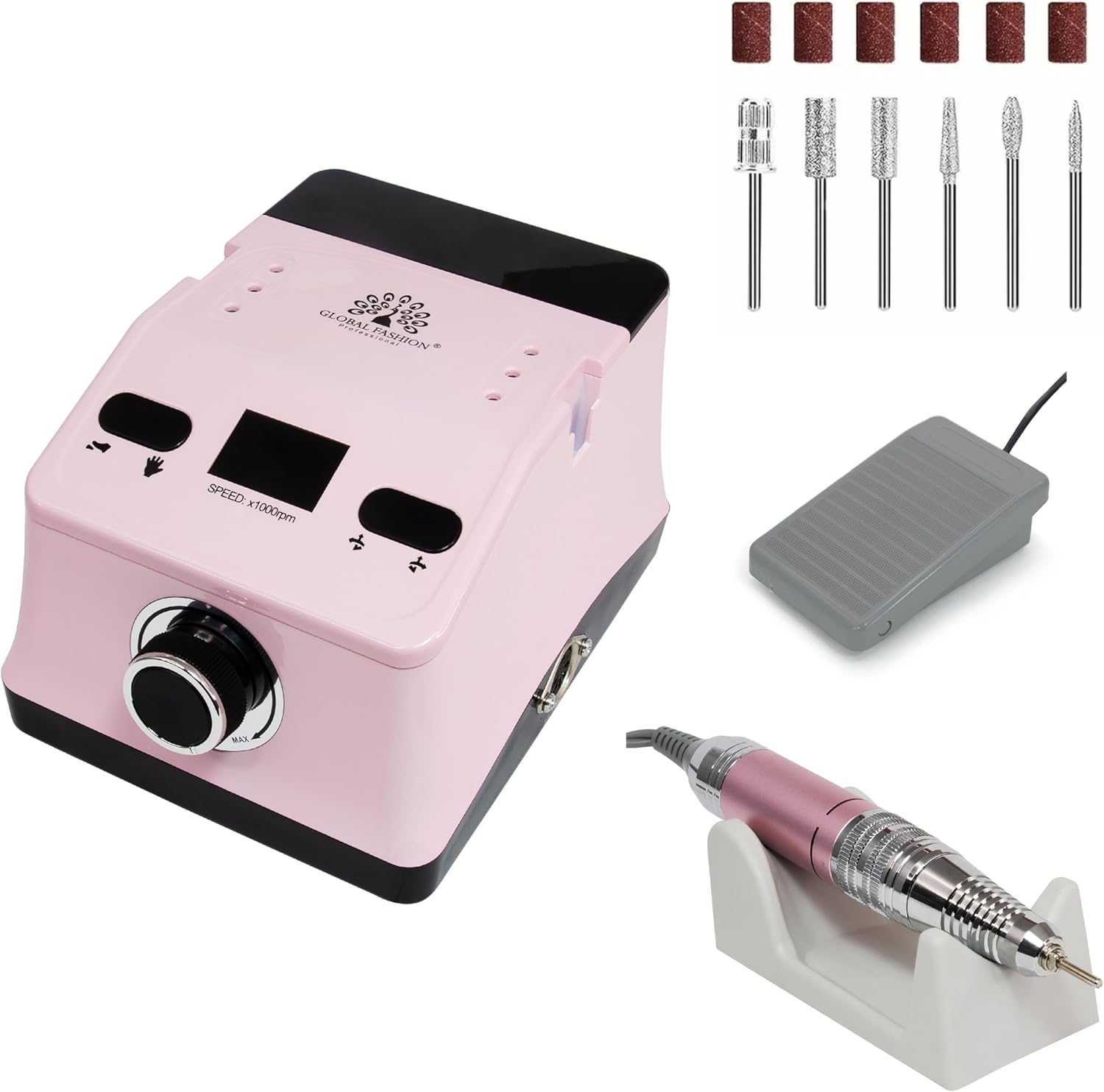 Electric Nail Cutter ZS-718, Global Fashion, 80 W 50000 RPM Professional Nail Drill, Electric Nail File for Gel Nails, Pedicure Set, Foot Care Electric, Frezarka Do Paznokci (Pink) image number 5