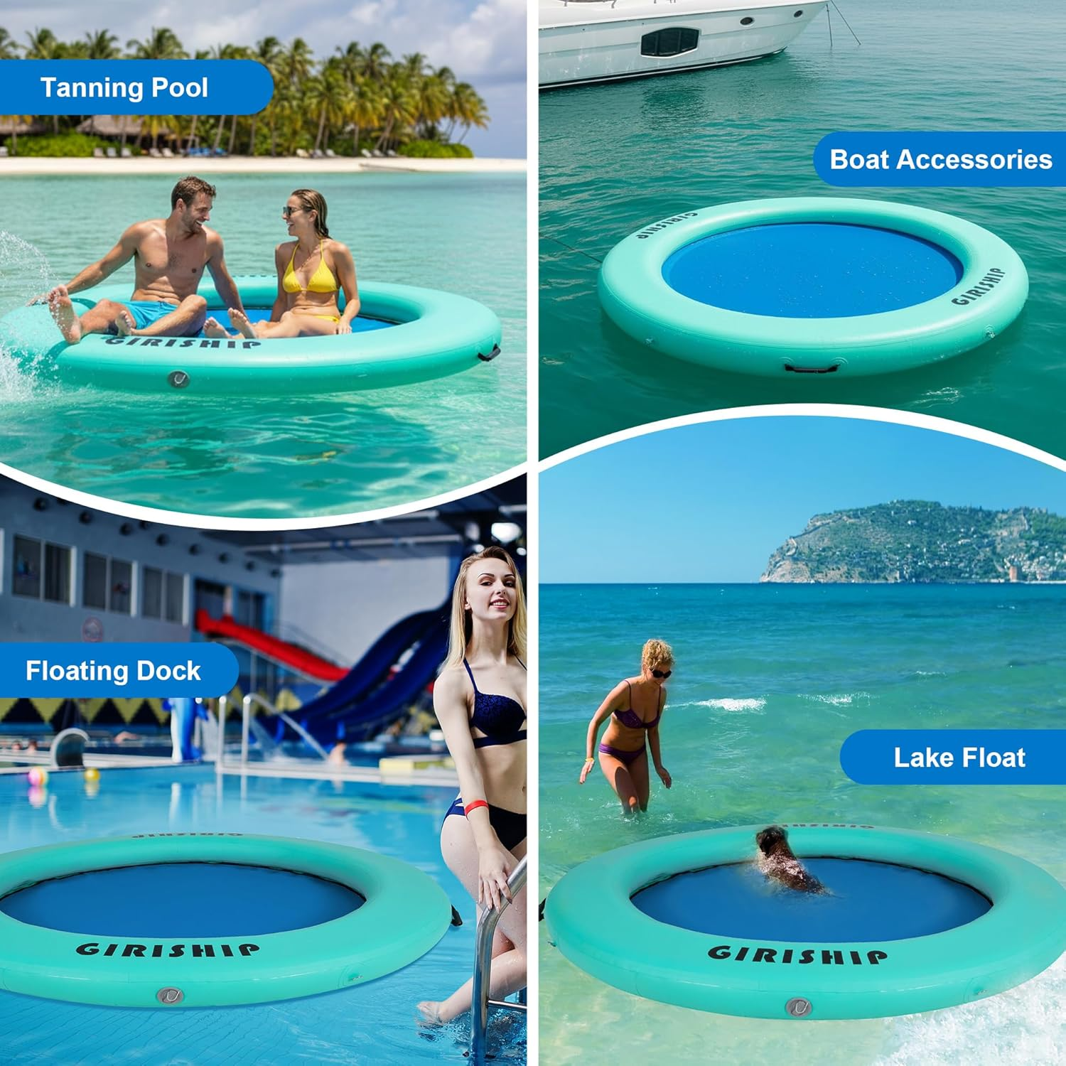 6FT Inflatable Floating Dock, Water Hammock Floating Ring, Pool Hammock Float Inflatable Dock for Adults, Floating Docks for Lakes and Pools