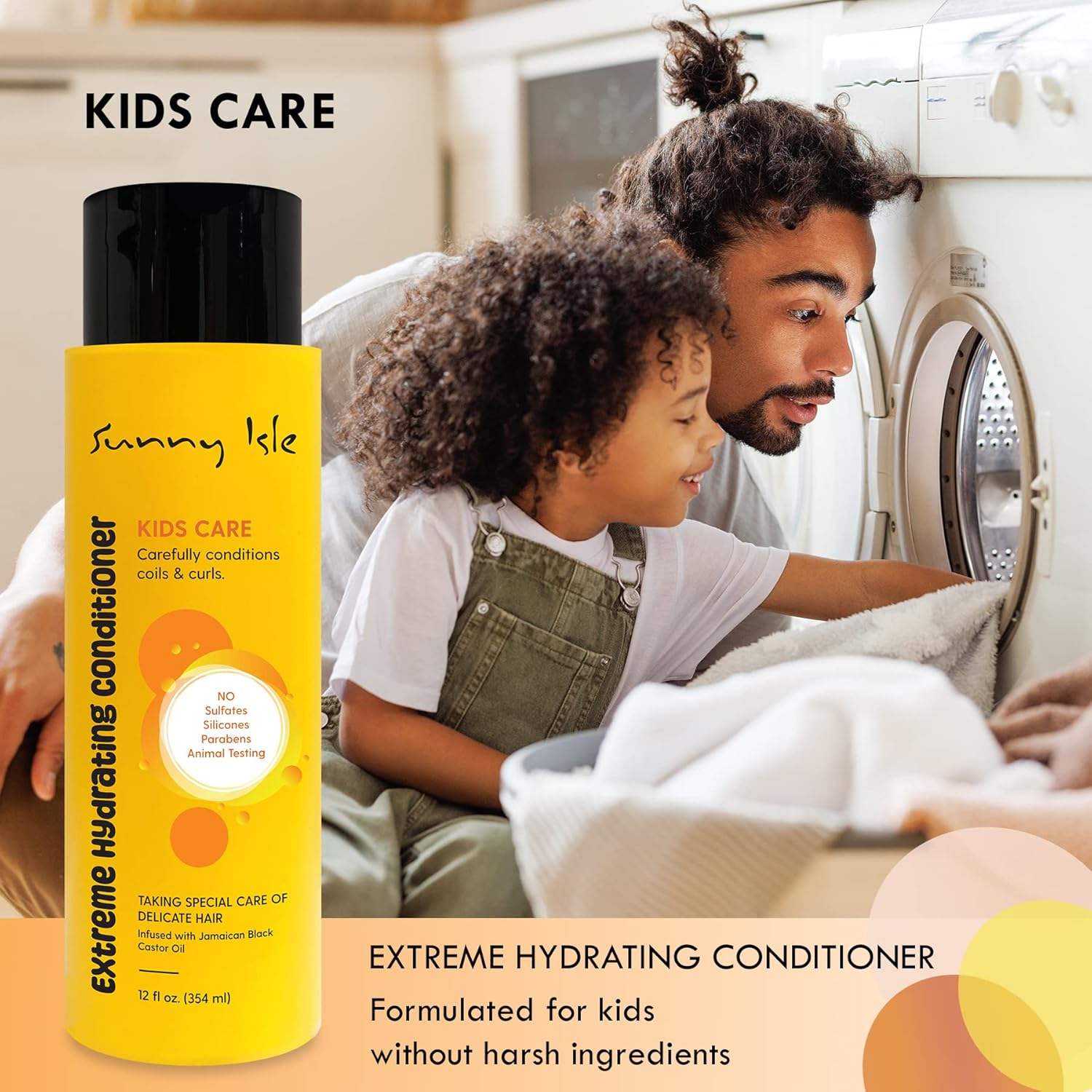 Sunny Isle Kids Care Extreme Hydrating Conditioner 12Oz | Gentle Care Coils, Waves & Curls | Jamaican Black Castor Oil Infused | Sulfate & Paraben FREE image number 1