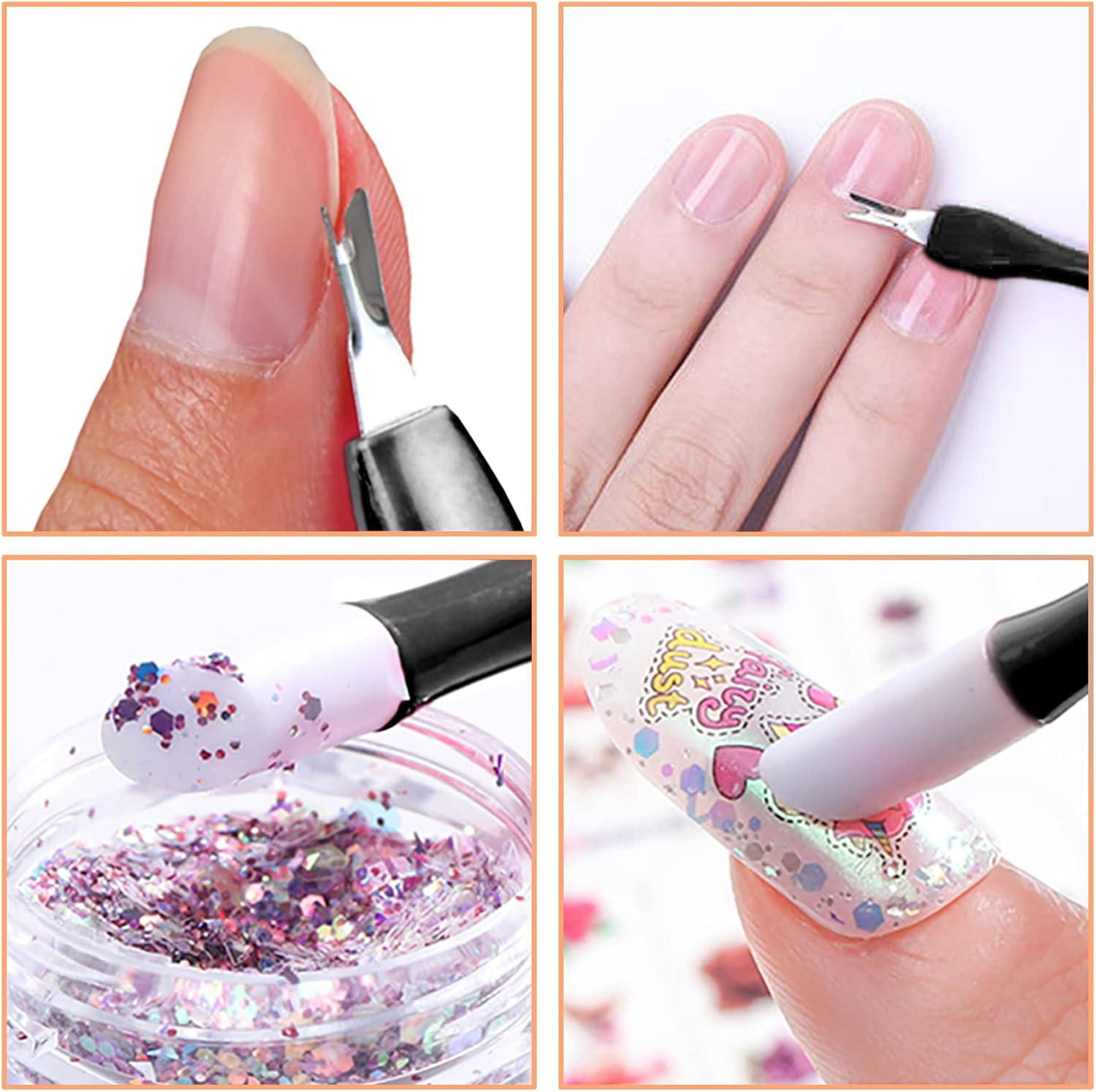 Allstarry 30 Pieces Nail Cuticle Trimmer Remover Rubber Nail Cleaner Double Head Dead Skin Cuticle Knife Removal Fork Plastic Handle Cuticle Pusher Nail Art Tools for Girls Women and Men - Black - Blue image number 2