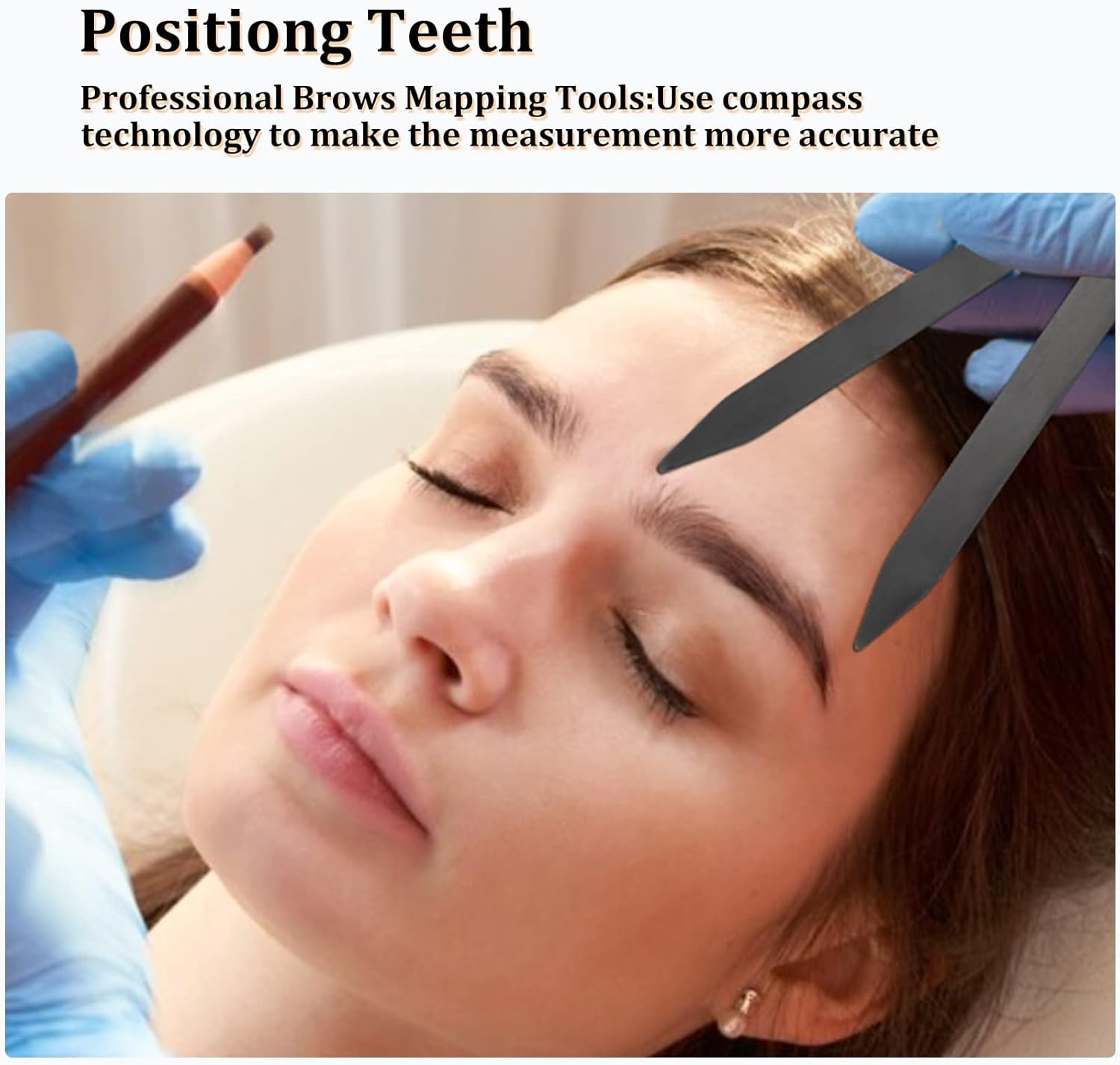 Charme Princesse Eyebrow Ruler Stainless Steel Tattoo Eyebrow Stencil Ruler Three-Point Positioning Permanent Eyebrow Makeup Measuring Symmetrical Tool(Gold) LB000249-6 - Gold image number 3