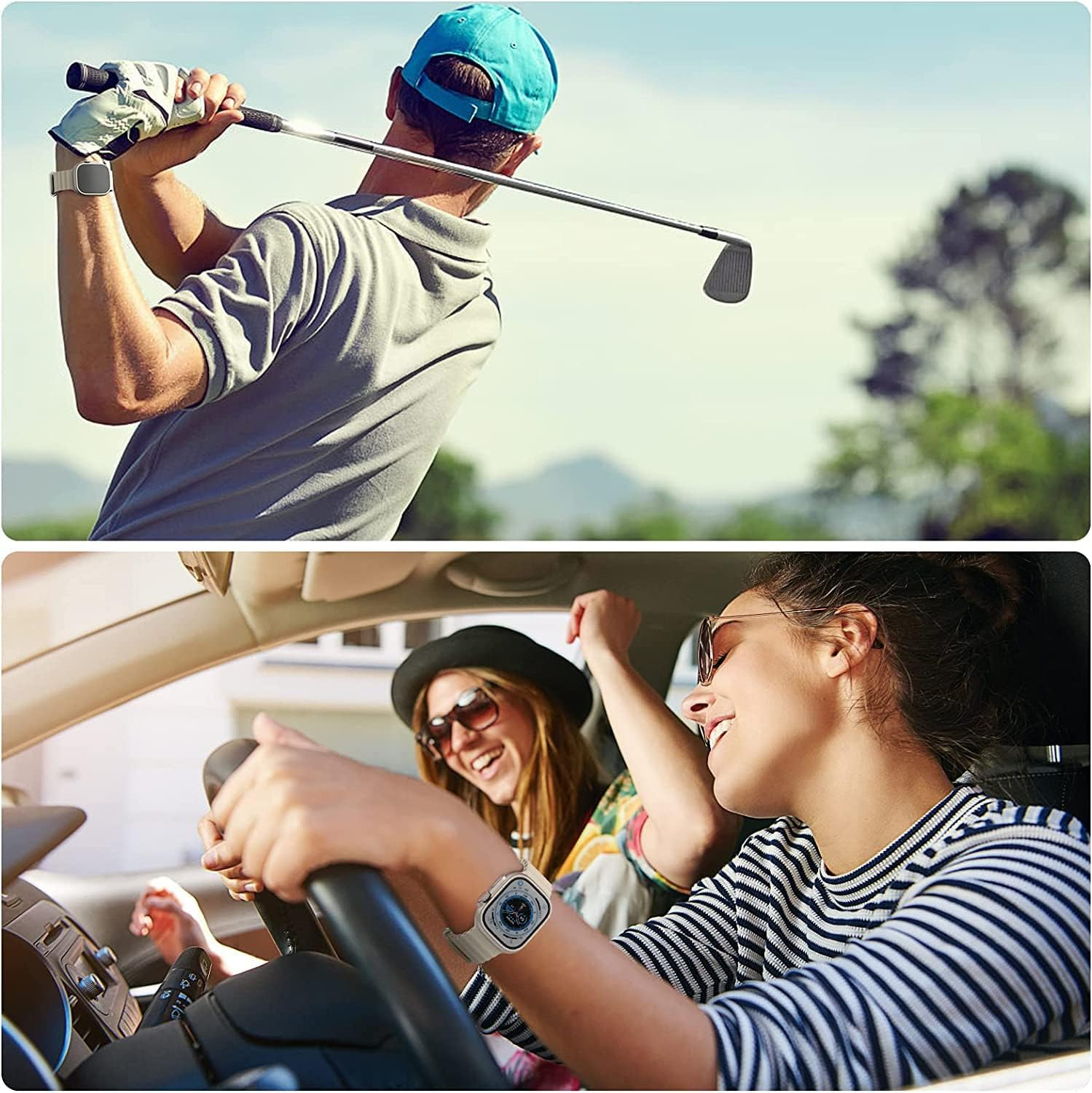 Ocean Band Compatible for Apple Watch Ultra 49Mm 46Mm 45Mm 44Mm 42Mm(Series 3/2/1), Sport Silicone Replacement Strap Compatible with Iwatch Ultra 3/2/1 Series 11/10/9/8/7/6/5/4/3/2/1/SE image number 2