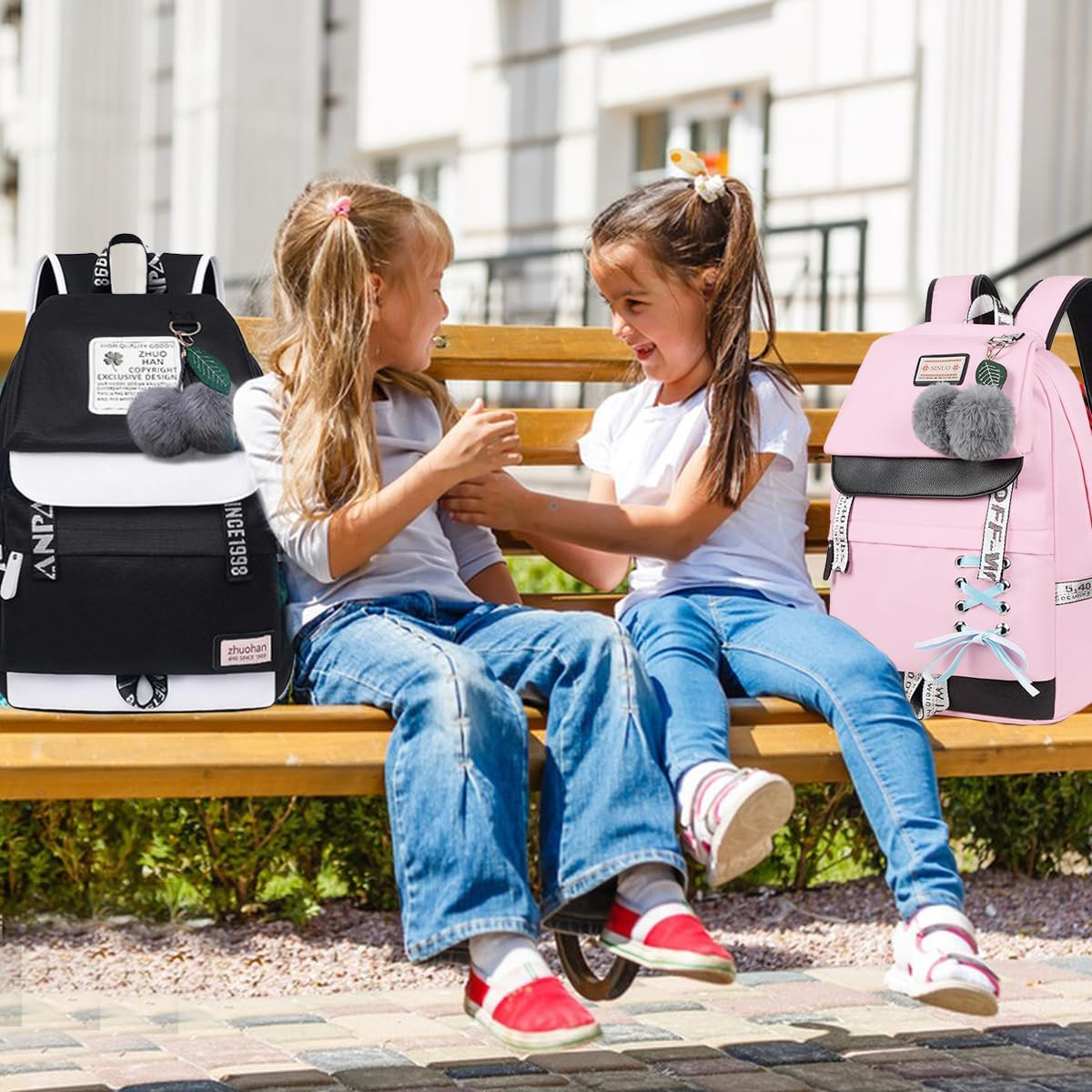 Lmeison Backpack for Girls Schoolbag for Kids Children Bookbag Casual Daypack for Women - Black-01 image number 2