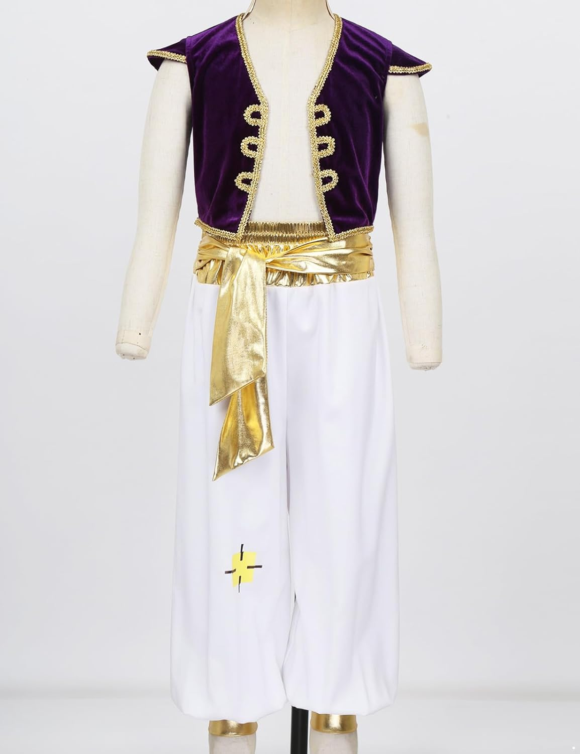 Hansber Kids Boys Arabian Prince Costume Velvet Cap Street Vest with Harem Pants for Halloween