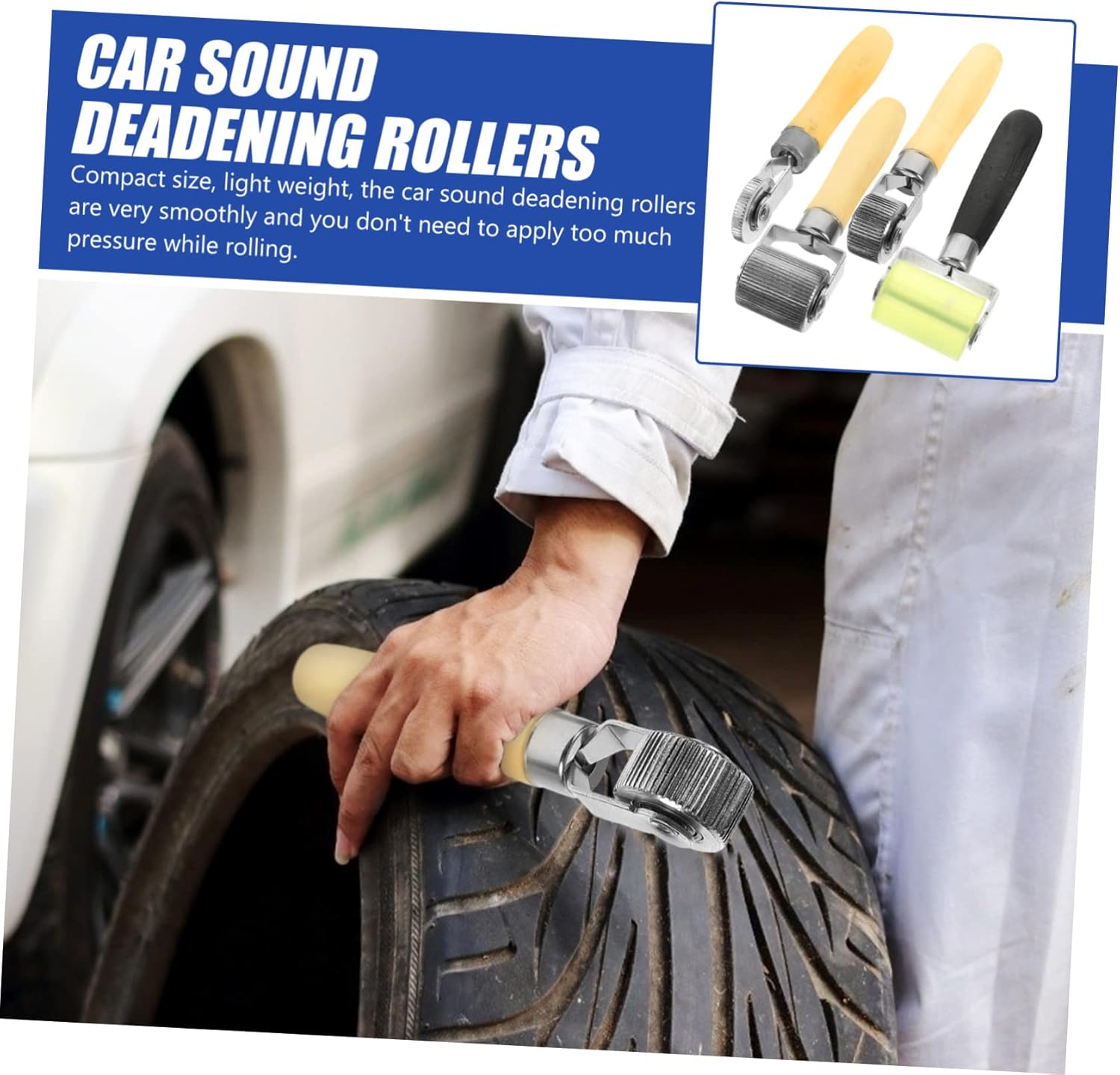 SEWOART 4Pcs Tire Repair Tools Sound Deadener Roller Car Noise Dampening Rollers Automotive Tire Pressing Wheel image number 6