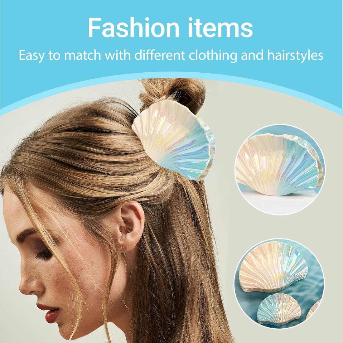 GXGM Gradient Color Hollow Out Shell Hair Clips for Women Girls 3 Pieces (B) image number 5