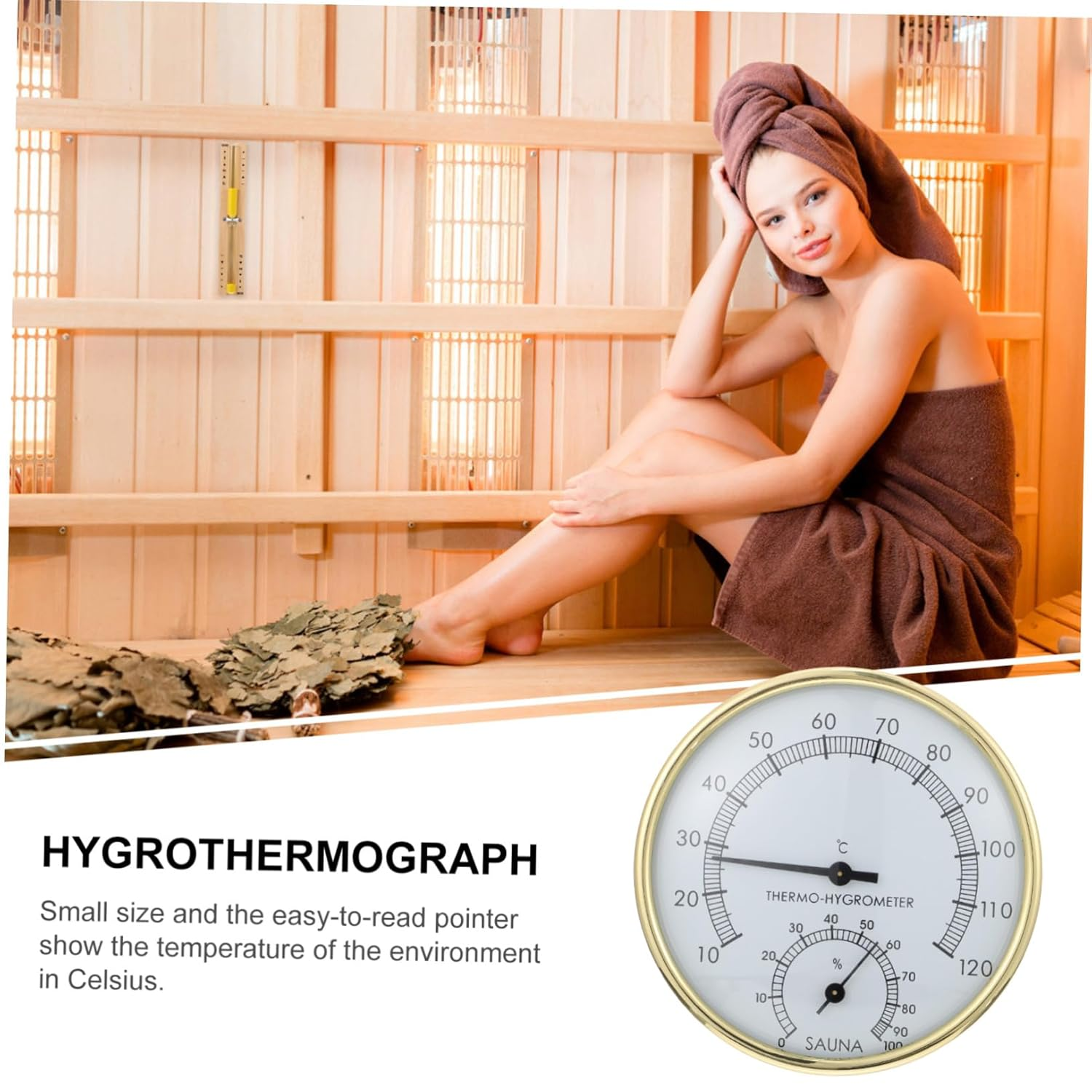 Ibasenice Thermohygrometer Sauna Parts Hygrothermograph for Humidity Temperature Practical Hygrothermograph Thermometer Hygrometer for Sauna image number 1