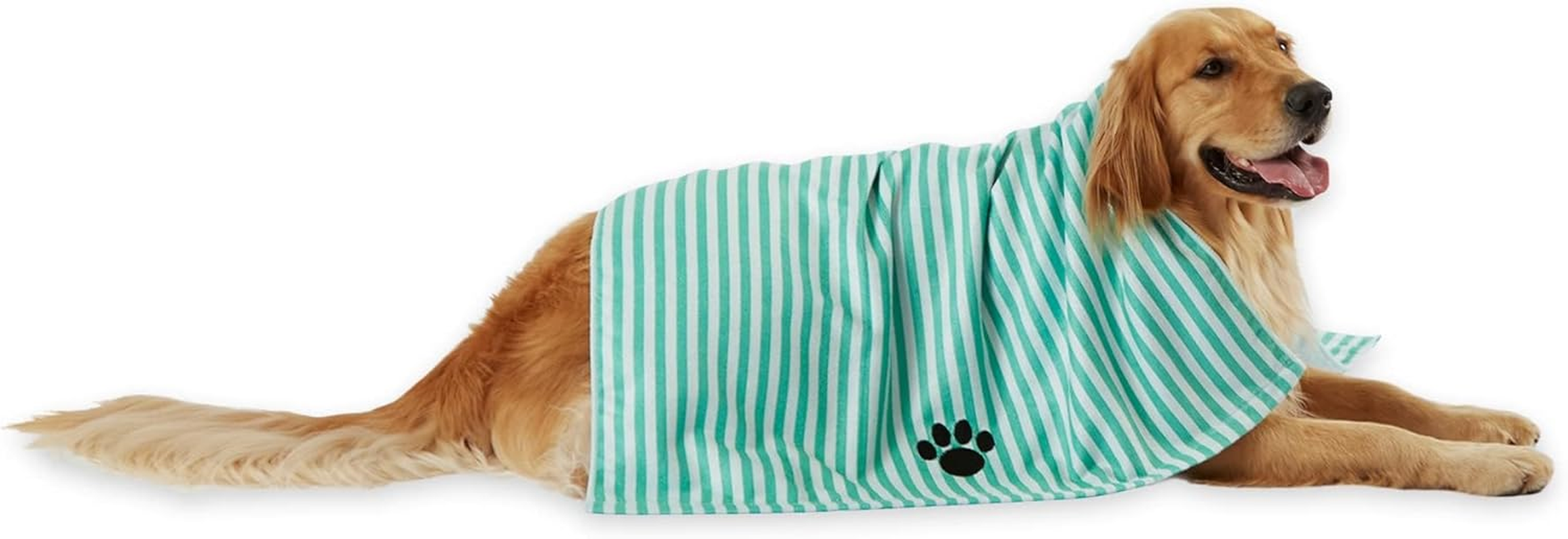 Bone Dry Pet Grooming Towel Collection Absorbent Microfiber X-Large, 41X23.5, Striped Aqua image number 2