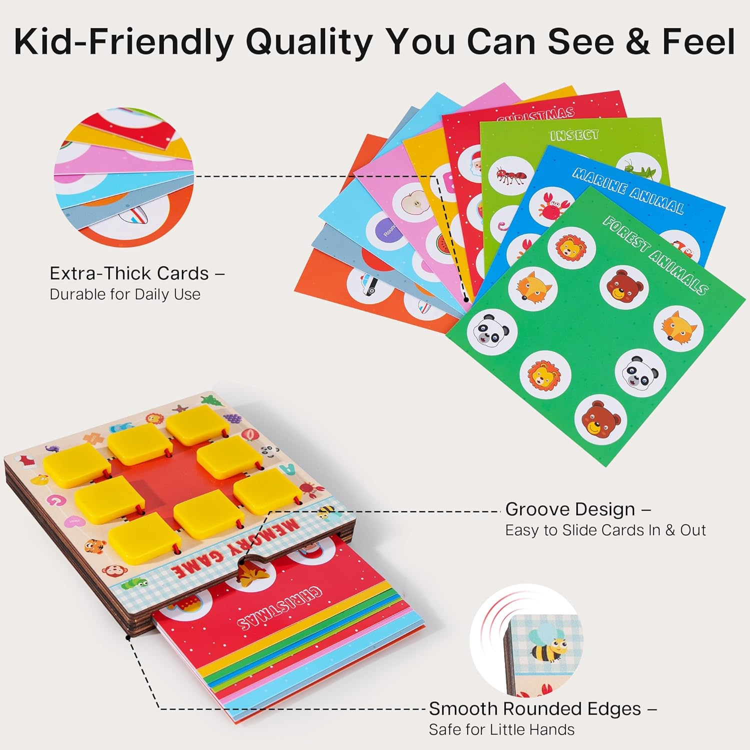 TINYLENS Kids Memory Game, Toddler Travel Toy with 10 Double-Sided Cards, Flip Board for Ages 3-6, Travel Memory Game for Airplane & Road Trip image number 1