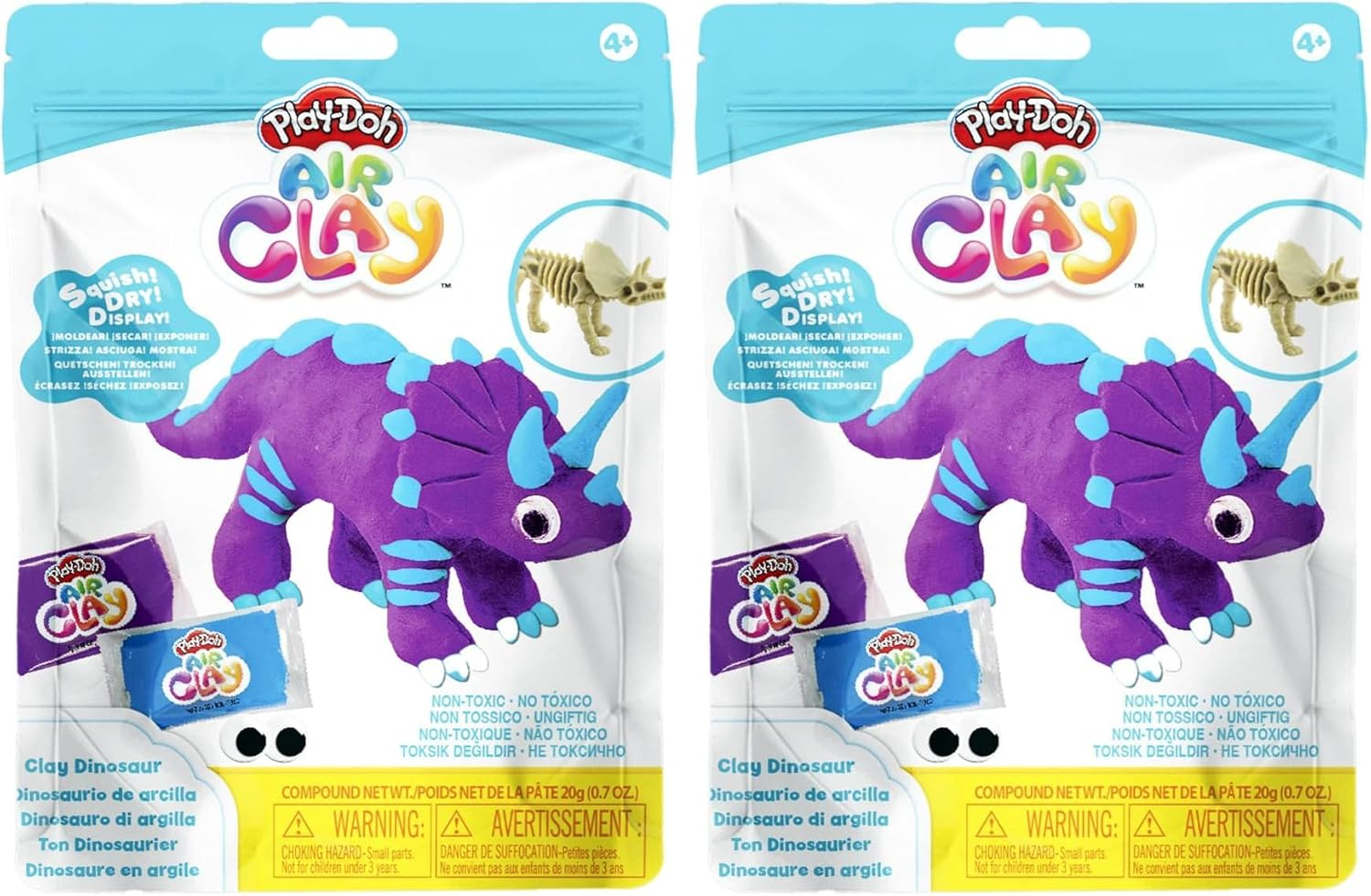 Play Doh Air Clay Dinosaur Triceratops, Sensory and Educational Craft Toys for Kids, Ages 4+