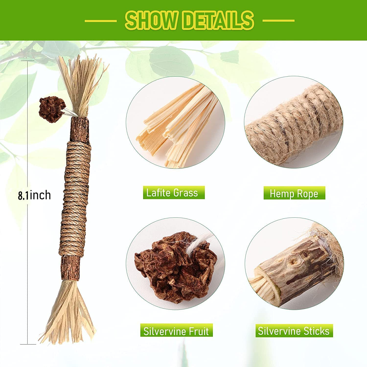 4 Packs Catnip Toys, Silvervine Chew Sticks Cat Teeth Cleaning Toy or Indoor Cats, More Attractive to Cats Toy, Catnips Chew Toys for Cats and Kitten Teething Dental Toy image number 4