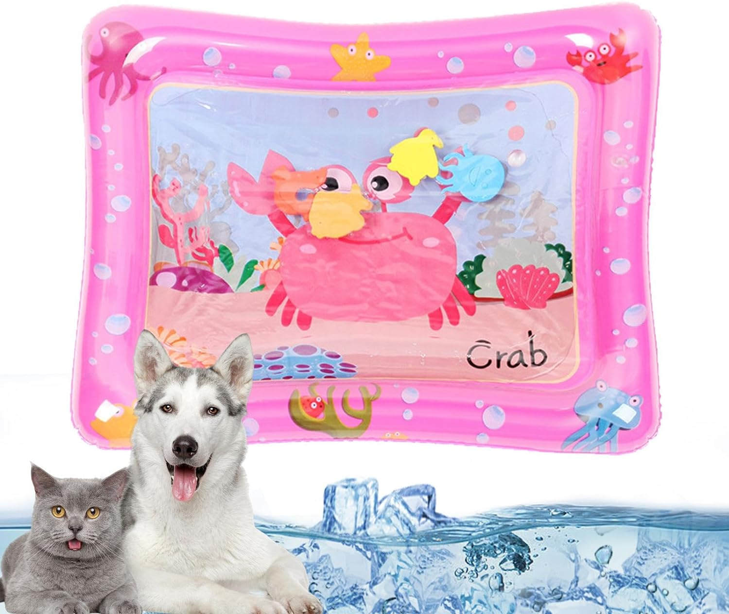 Sensory Water Mat for Cats, Tummy Time Water Mat Cat Sensory Toy, Water Sensory Playmat for Cats, Thickened Sensory Water Mat, Inflatable Water Mat Toy for Pets and Kids