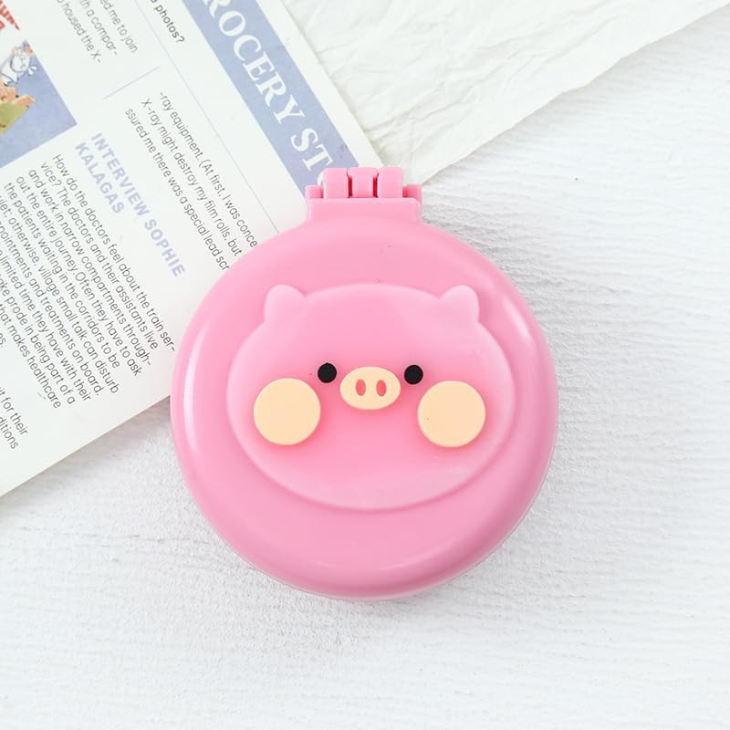 Little Pig Travel Hair Brush Pocket Comb with Mini Mirror Portable Compact Folding Hair Brushes round Mini Compact Massage Comb for Girls and Women, Styling Tools and Appliances, Hair Combs (2H968) image number 1