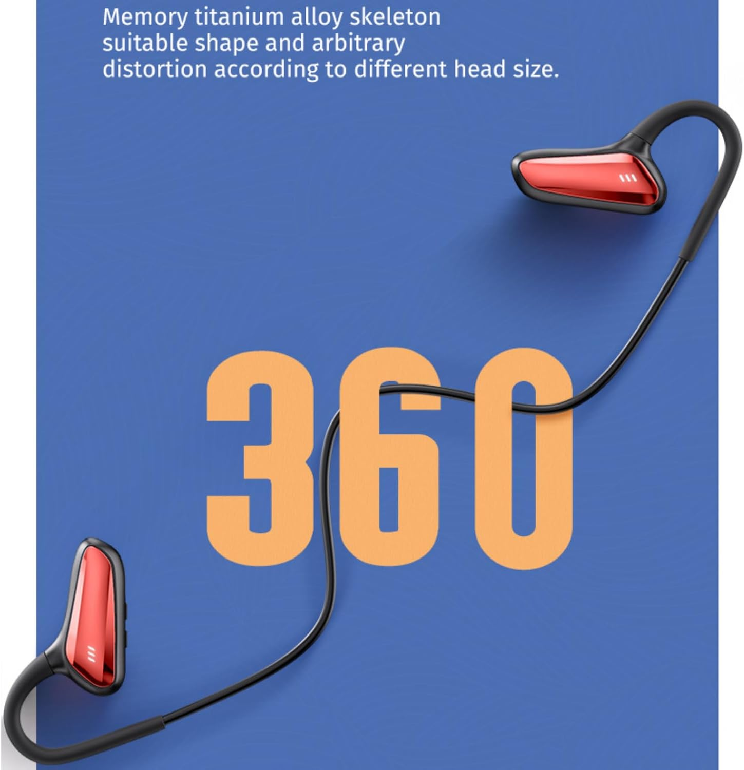 Open Ear Bluetooth Sport Headphones,Bone Conduction Headsets with Mic Wireless Earbuds Waterproof Bluetooth Earhook Earphones Neckband 15H Playtime for Running Bicycle Cycling Workouts(Black) image number 5