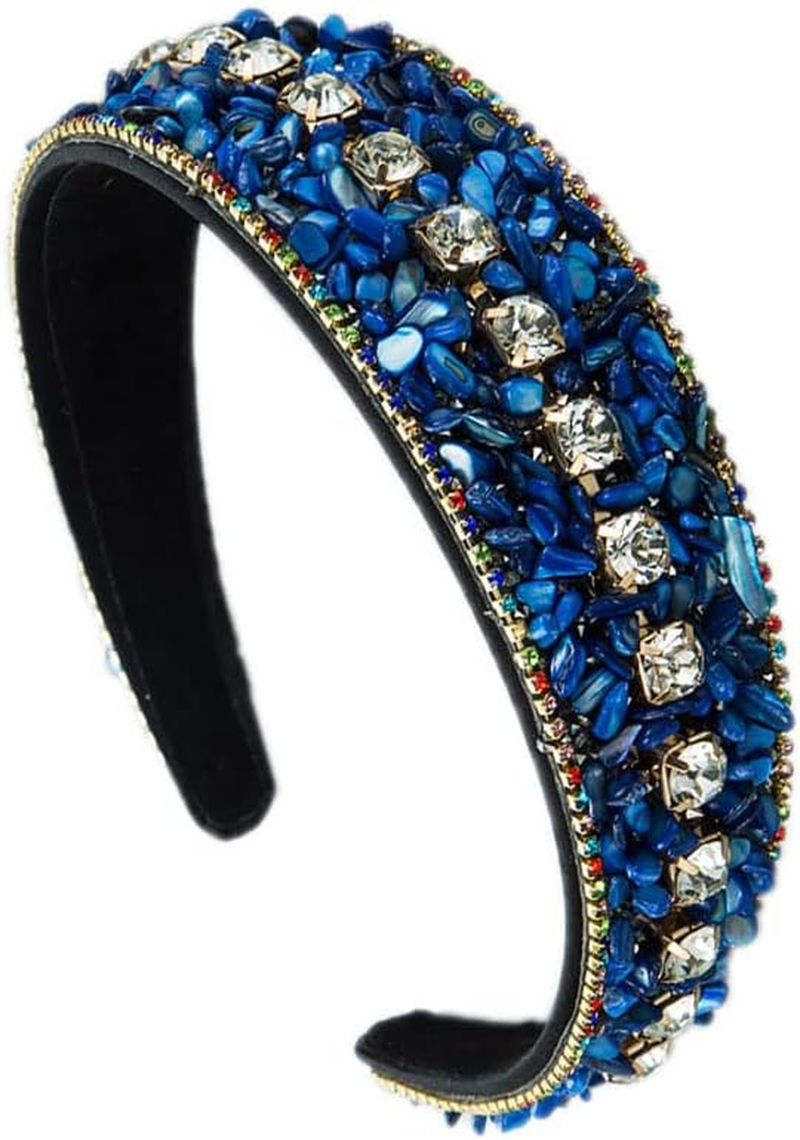 Vintage Crystal Rhinestone Headbands Sparkle Silver Diamond Headband Velvet Padded Wide Hairbands Party Wedding Headpiece Hair Accessories for Women (1Crystalwhite)