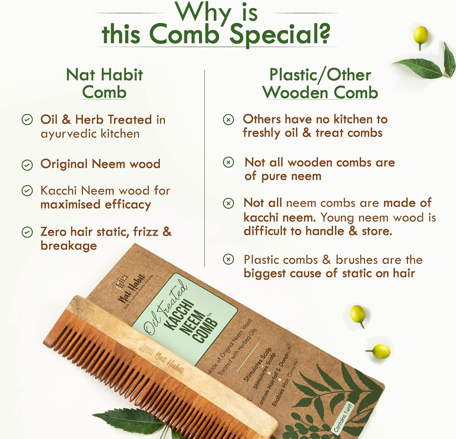 Nat Habit - Back to Natural Secrets Everyday Dual Tooth Wooden Kacchi Neem Comb & Hibiscus Hair Nutrimask for Growth, Hairfall Control & Smoothening (Combo Pack of 3) image number 5