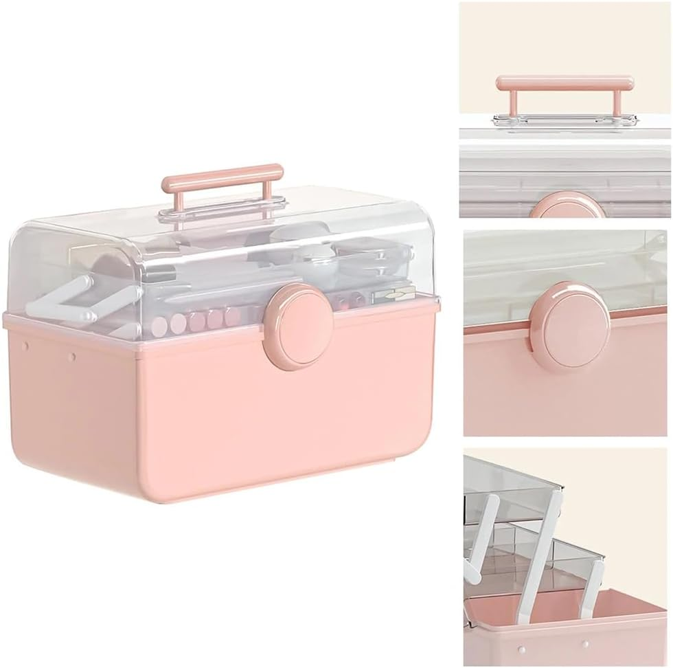 3 Layers Plastic Portable Storage Box, Multipurpose Organizer and Storage Case for Art Craft and Cosmetic, Portable Handled Storage Box for Home, School, Office image number 4