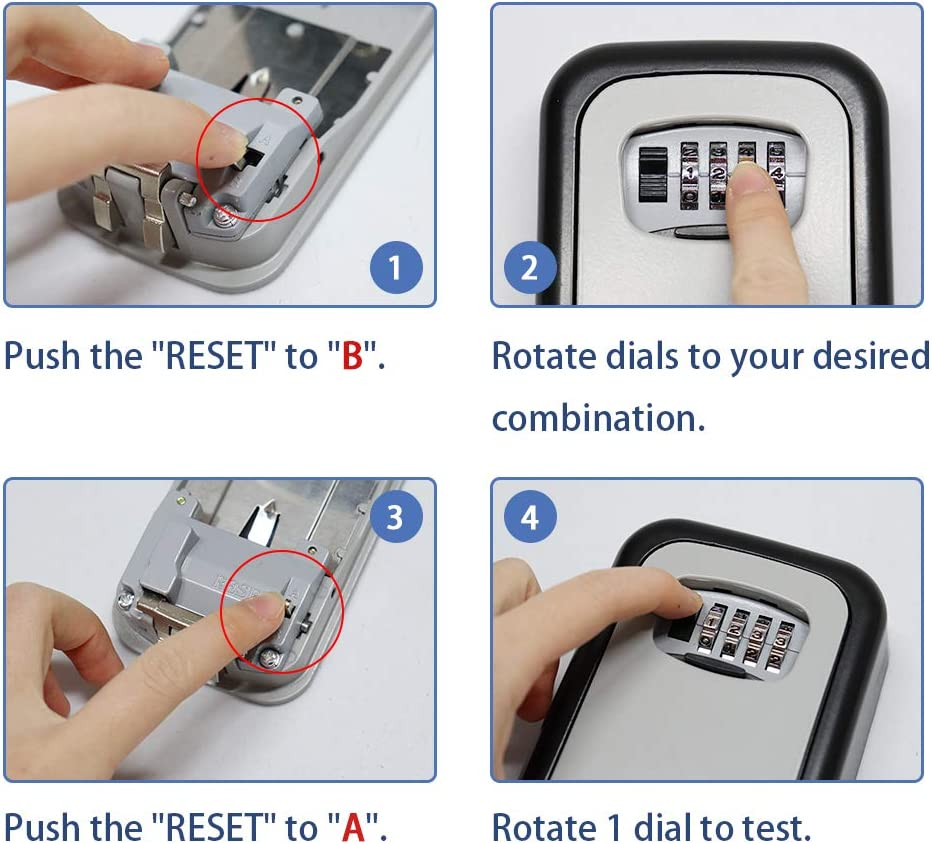 Valuehall Zinc Alloy Wall Mounted Combination Key Safe Storage Box with Slide Cover Lock Box for House Key 4 Digit Combination with Mounting Kit for Hotel Home Garage School V8168