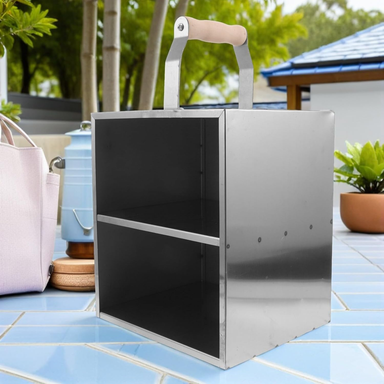 Outdoor BBQ Charcoal Bucket Handle, Portable Charcoal Transport Case for Camping and Picnics, Sturdy Coal Storage Bucket for Grilling and Barbecue image number 1