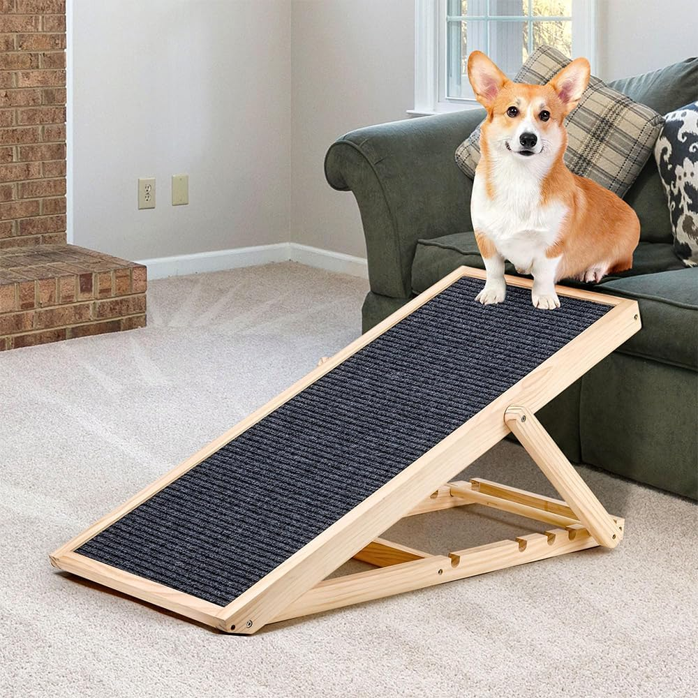 ATDORO Folding Portable Wood Pet Ramp for Small and Older Animals,Lightweight Dog Car Ramps for SUV, Bed, Couch (Large) image number 6