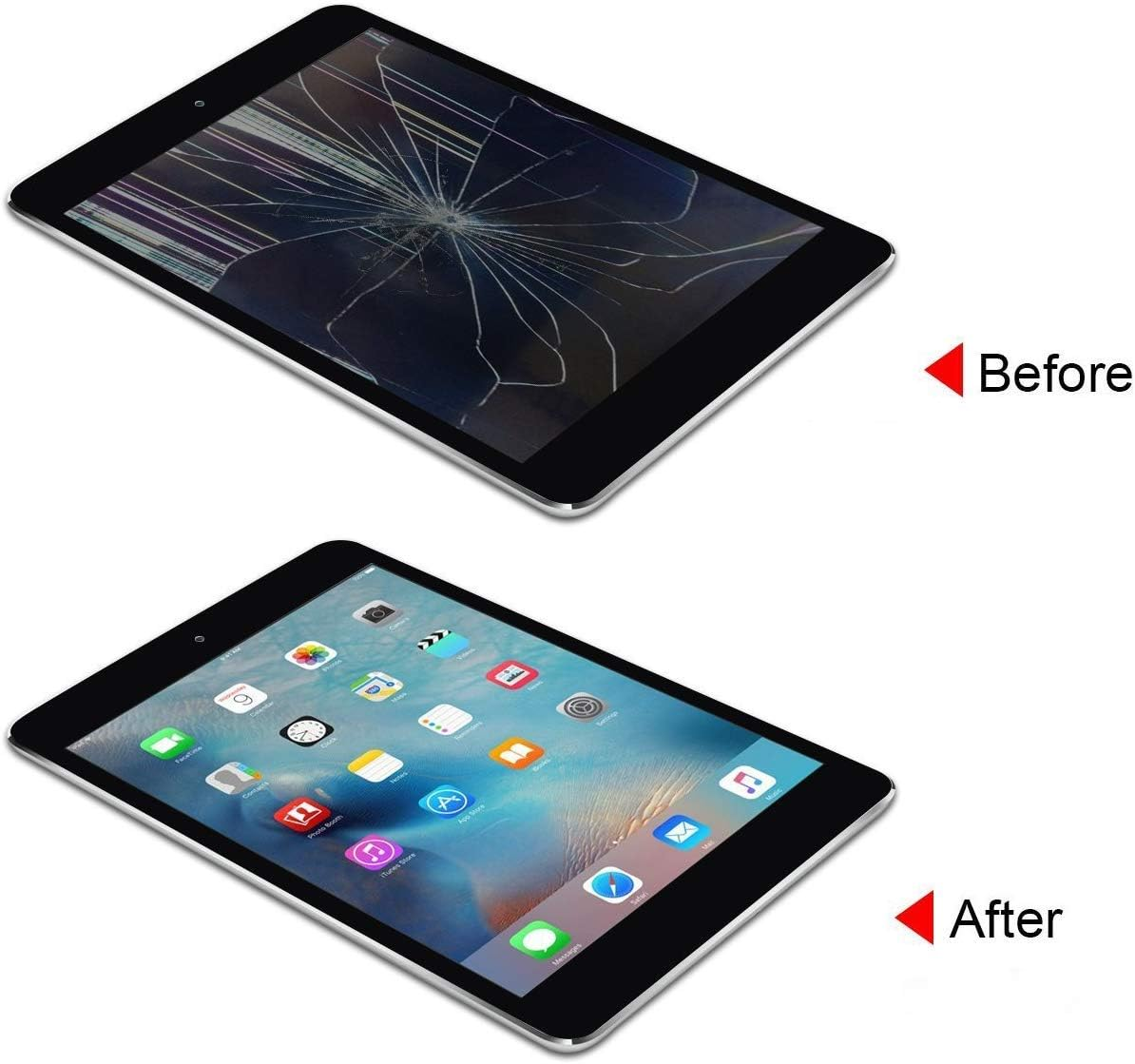 White Digitizer Repair Kit for Ipad Mini 1&2 A1432 A1489 Touch Screen Digitizer with IC Chip + Home Button + Tools + Pre-Installed Adhesive image number 1