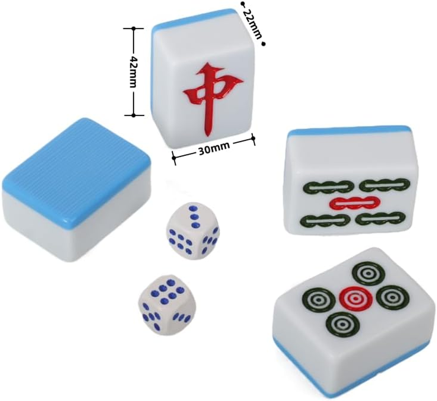 Lesolar Large 42Mm Classic Chinese Mahjong Set 144 Tiles with Case, Portable, Adults/Adolescents, 4 Players, White, English, Manual, None, 37Mm X 29Mm X 4.7Mm image number 2