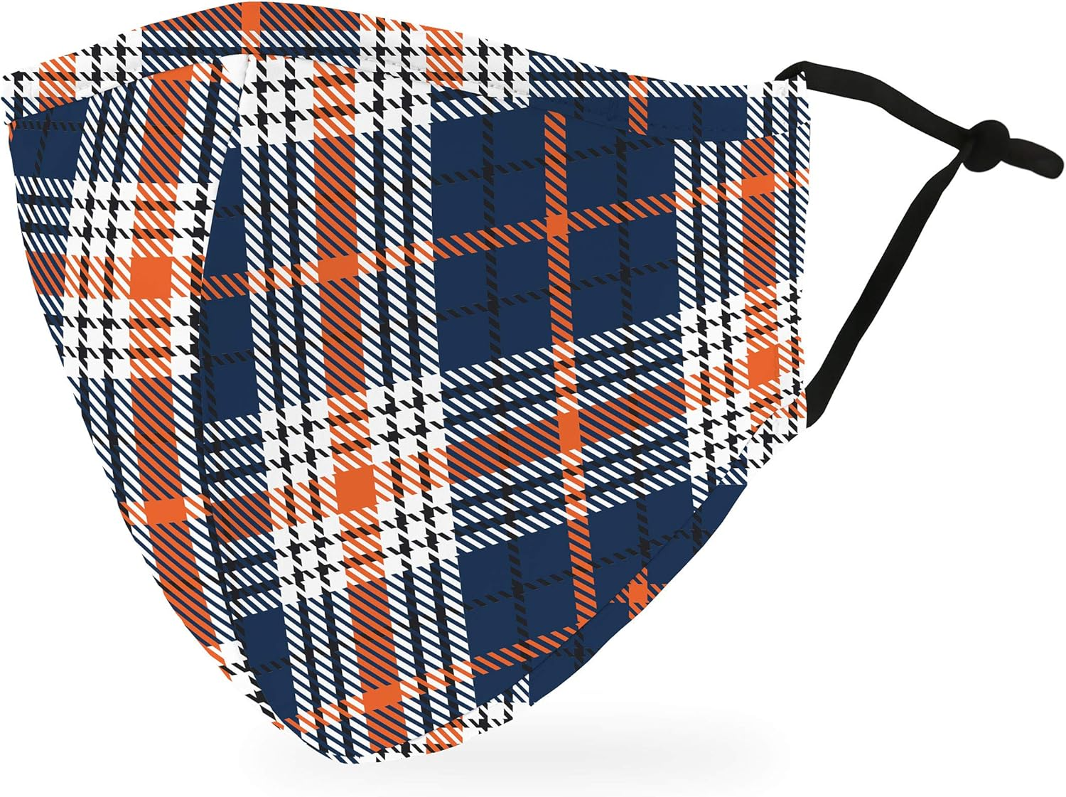 Weddingstar Washable Cloth Face Mask Reusable and Adjustable Protective Fabric Face Cover W/Dust Filter Pocket - Navy Plaid