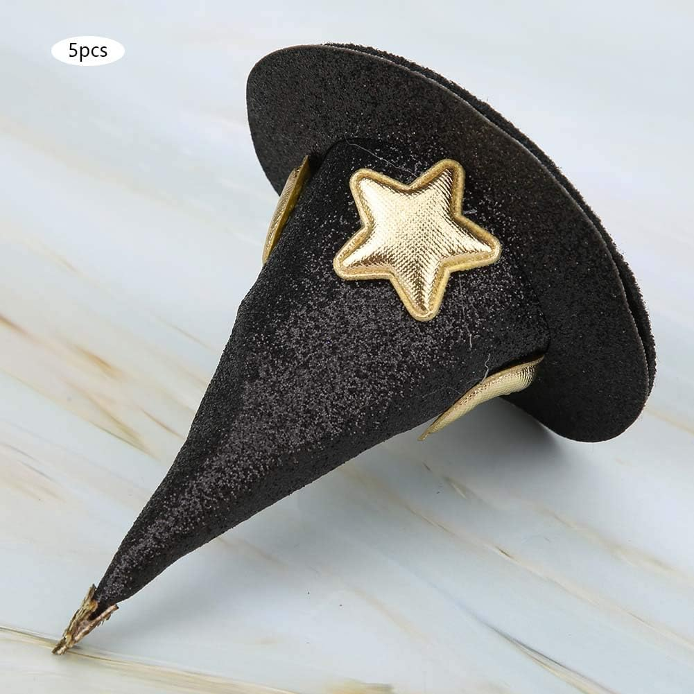 Gavigain Mini Witch Hat Hair Pins Cute Hair Clips Halloween New Year Christmas Holiday Decoration for Kids Black 5 Pieces image number 5