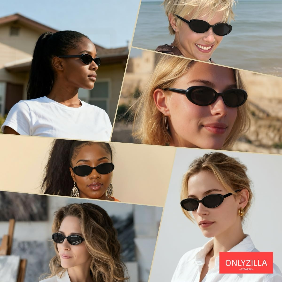 ONLYZILLA Retro Classic Oval Sunglasses for Women and Men Small 90S Style image number 1