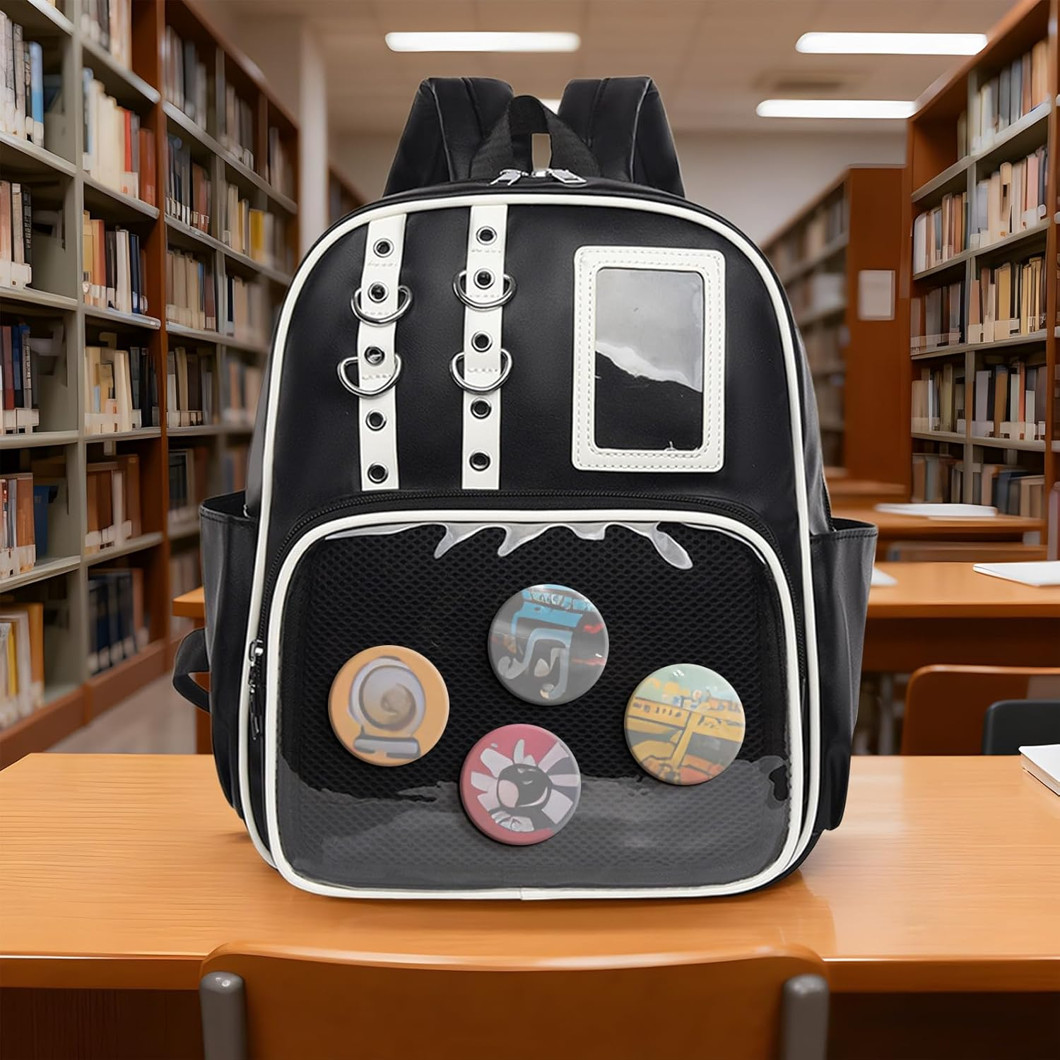 PU Bag - Aesthetic Storage Pouch with Pin Board,Badge Display Purse,For Travel Luggage Hiking Comic Con Work Fitness Everyday Sports Outdoors