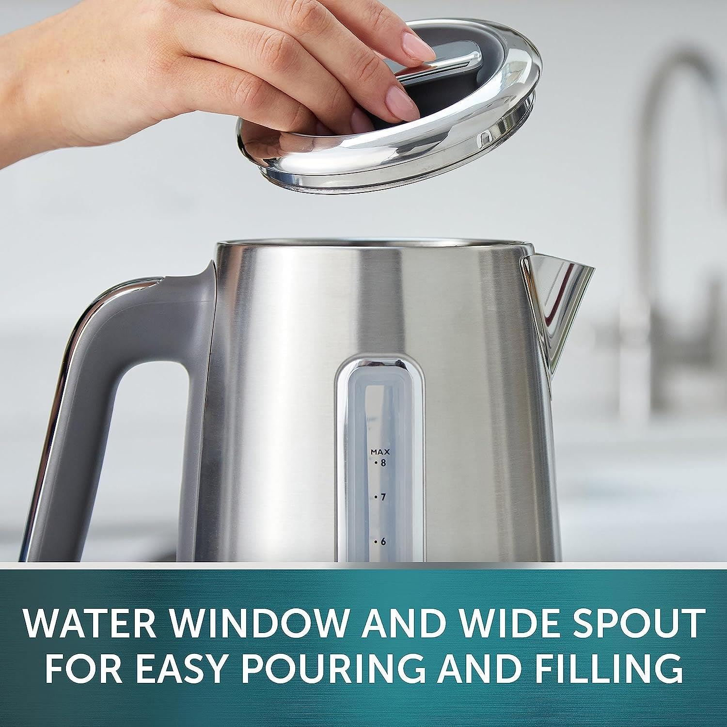 Breville Edge Low Steam Kettle | 1.7L | 3KW Fast Quiet Boil Kettle | Energy Efficient | Brushed Stainless Steel [VKT236] image number 1