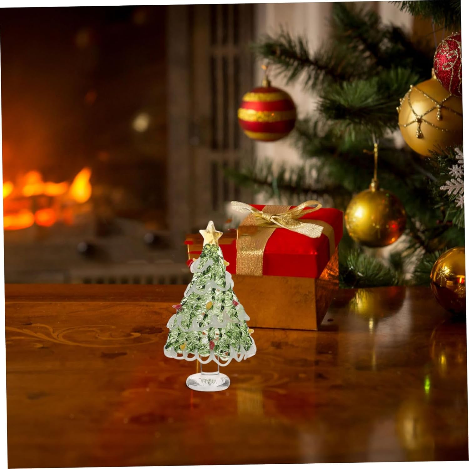 Crystal Christmas Tree Small Glass Xmas Tree Ornament Tabletop Decoration for Christmas Party Dining Table image number 2