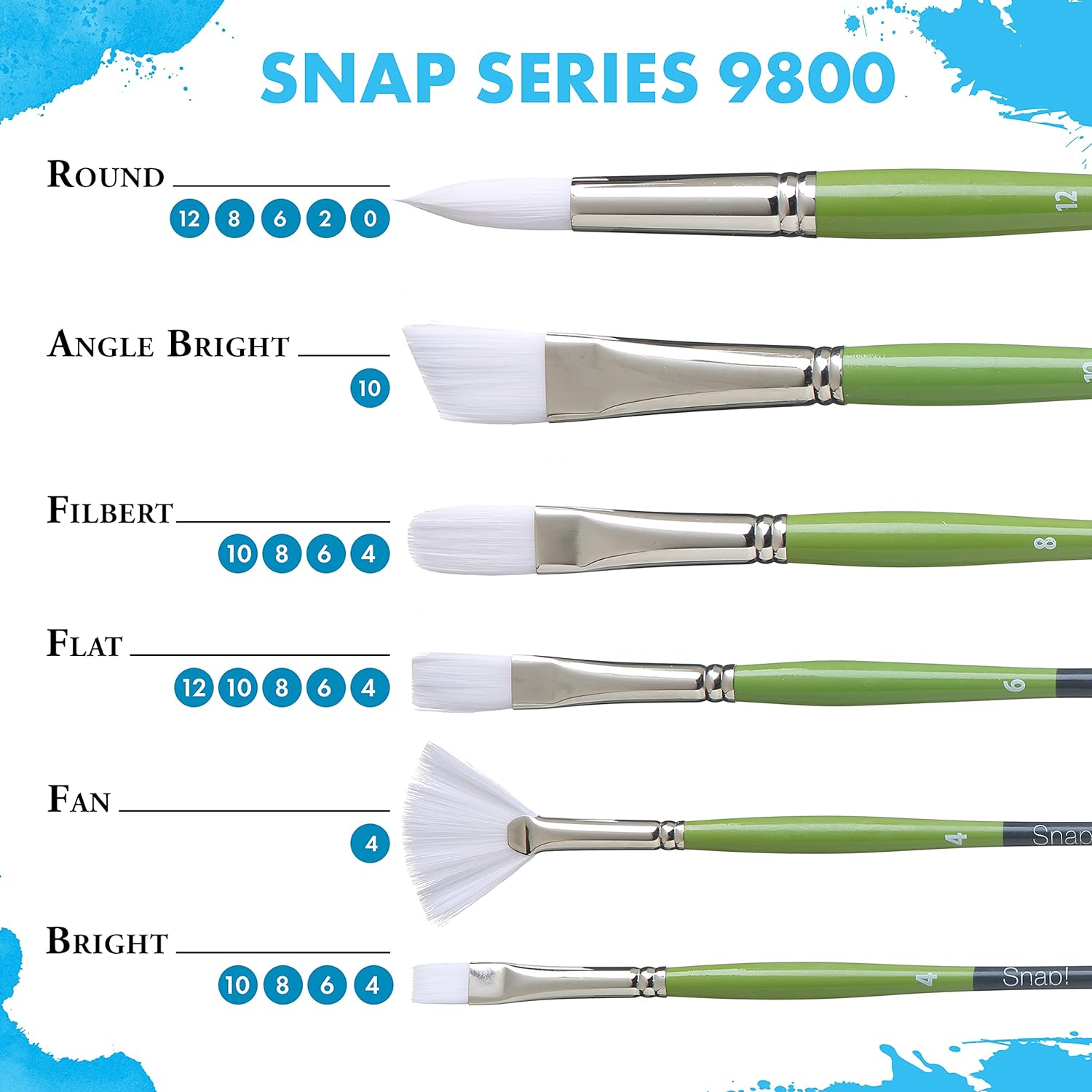 Princeton Snap Synthetic Bristles Gold Short Handle Snap Paint Brush Set #2 (Set of 3) image number 5